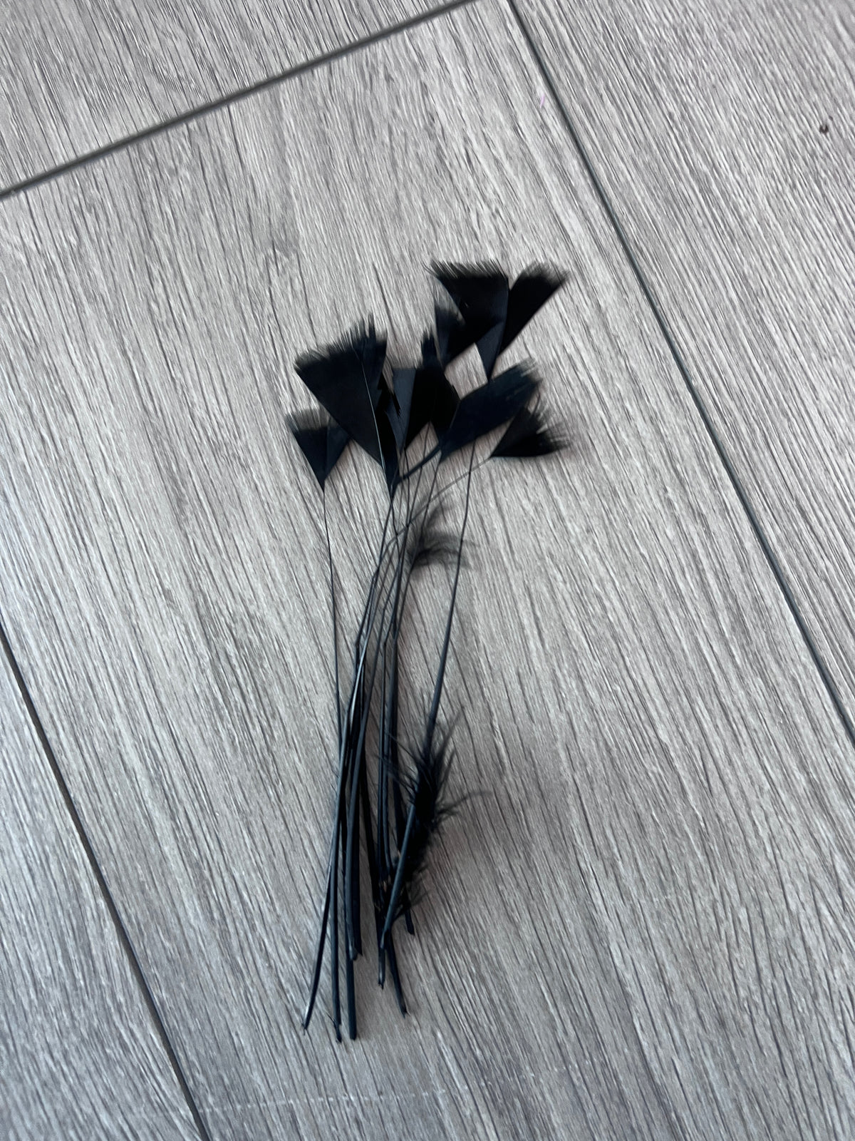 Black Long Triangle Goose Feathers x10-Fascinators Direct