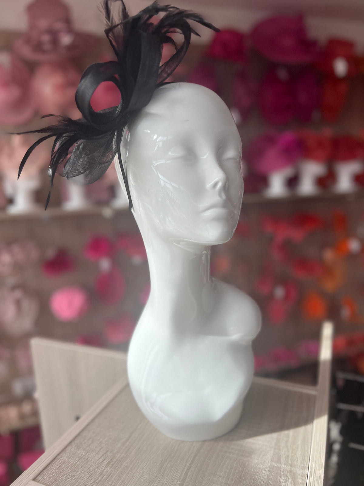 Black Loop Bow Fascinator With Feathers-Fascinators Direct