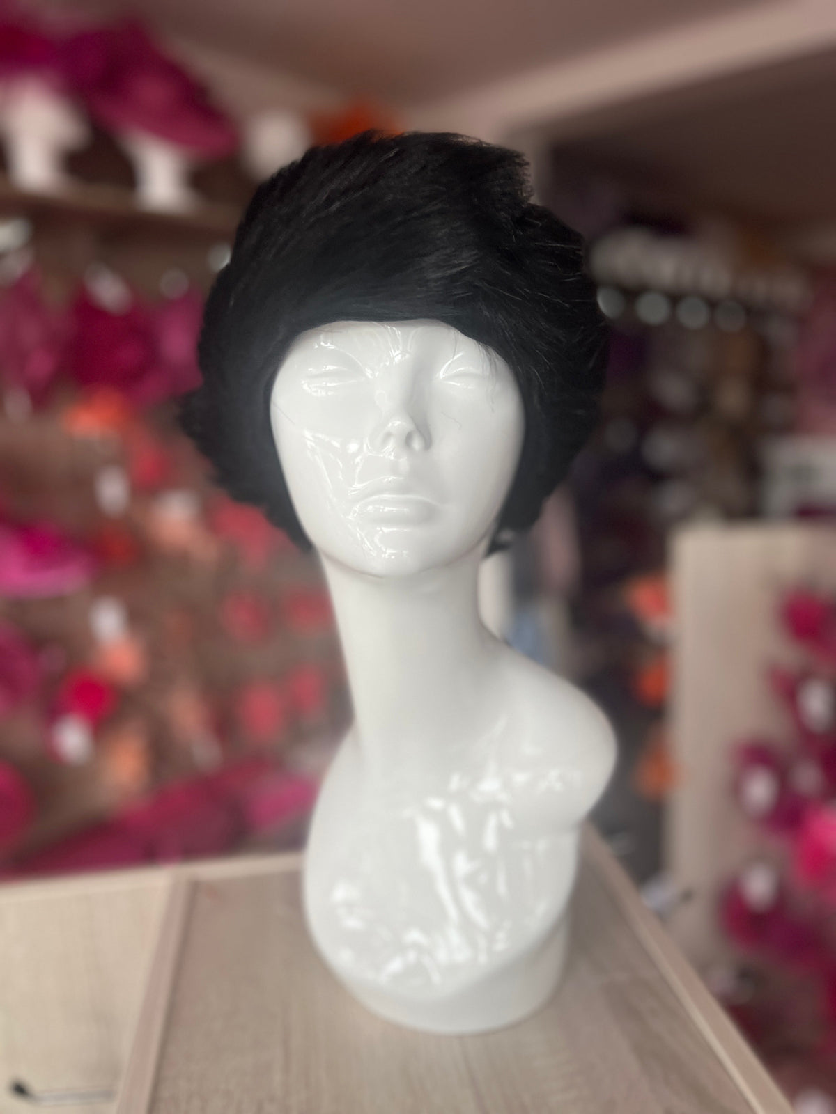 Black Luxury Fur Headband-Fascinators Direct