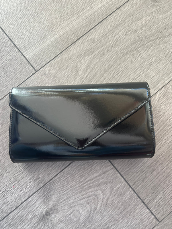 Dark grey patent clutch bag shop