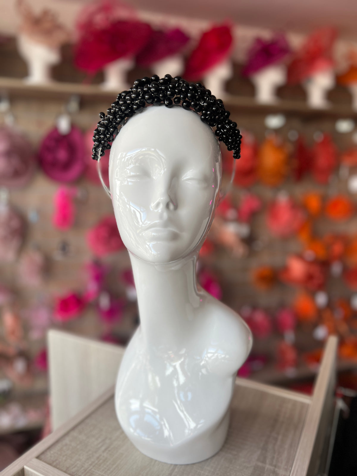 Black Pearl Headband Fascinator-Fascinators Direct