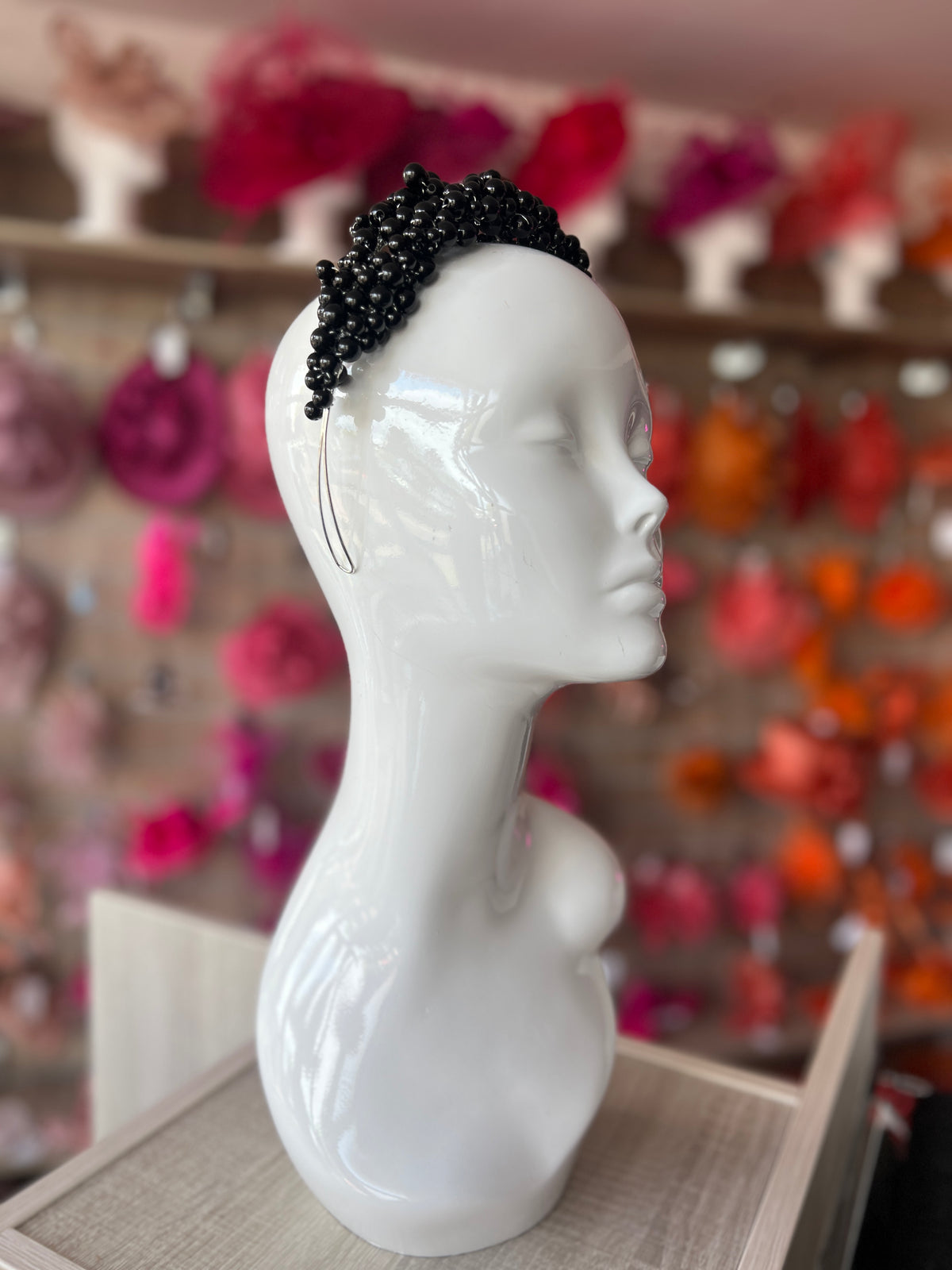 Black Pearl Headband Fascinator-Fascinators Direct