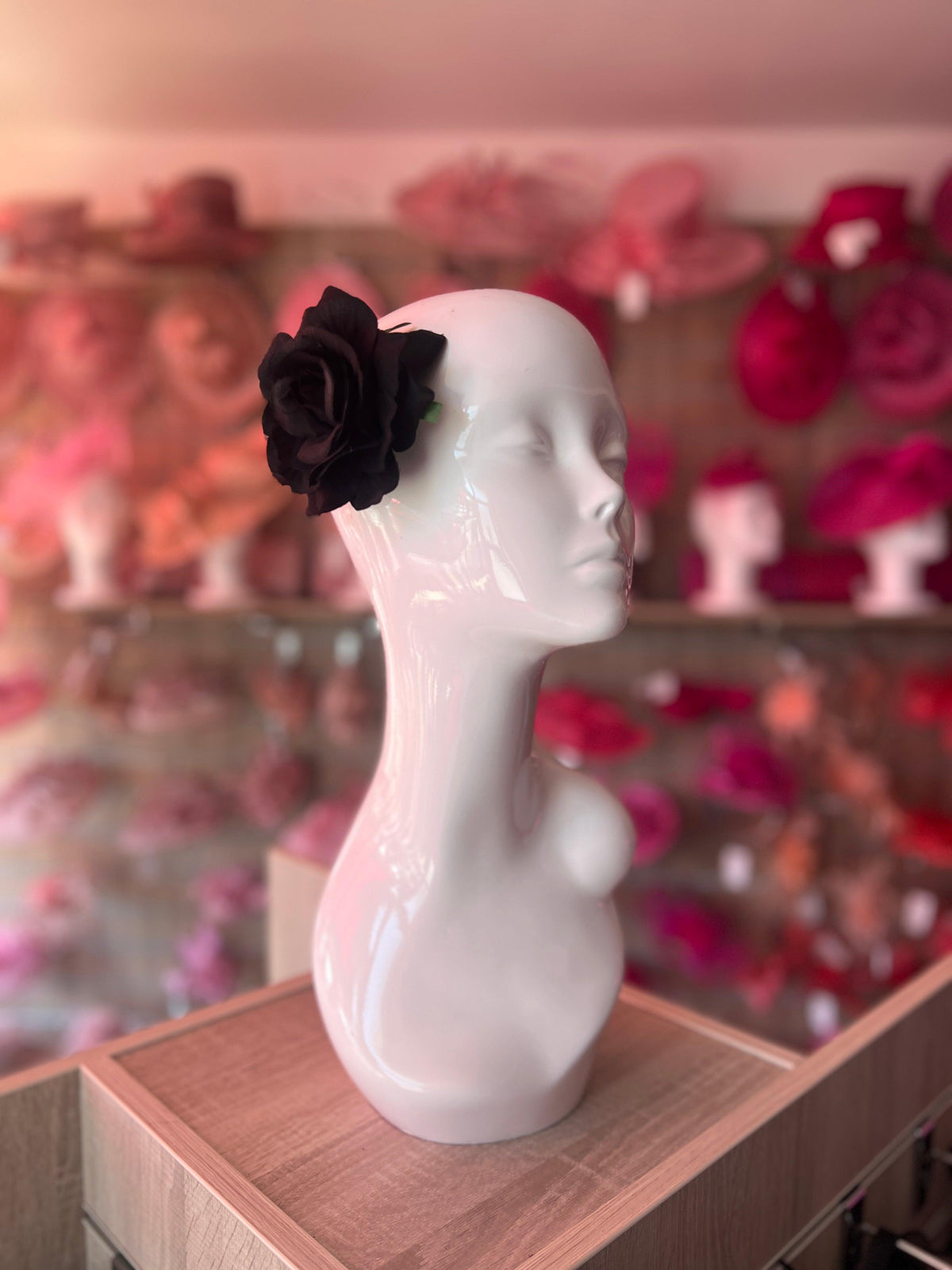 Black Rose Hair Clip-Fascinators Direct