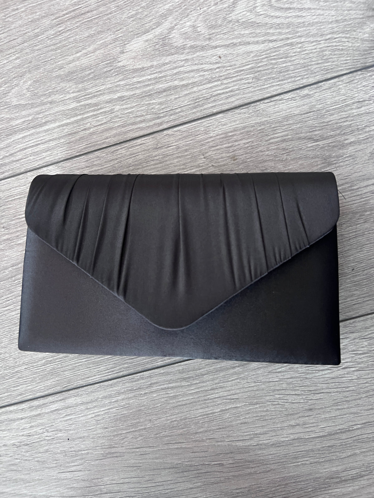 Black Satin Envelope Clutch Bag-Fascinators Direct