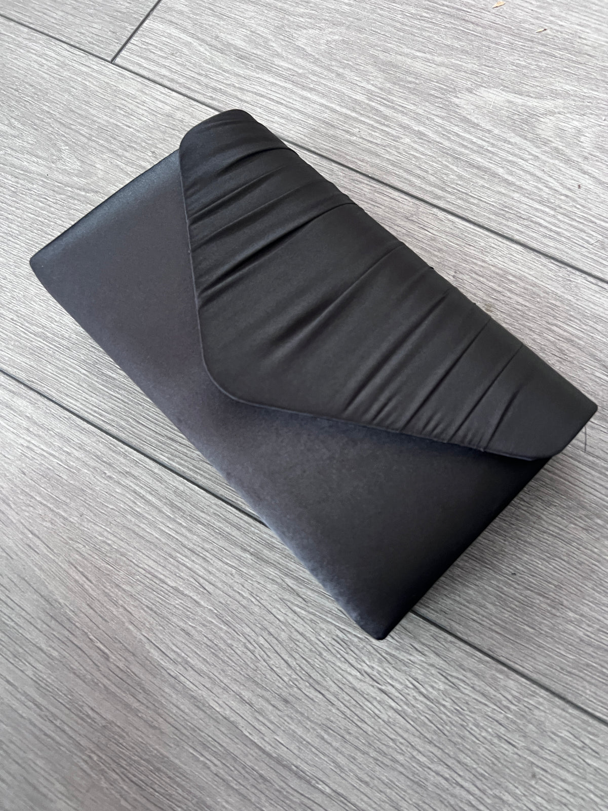 Black Satin Envelope Clutch Bag-Fascinators Direct