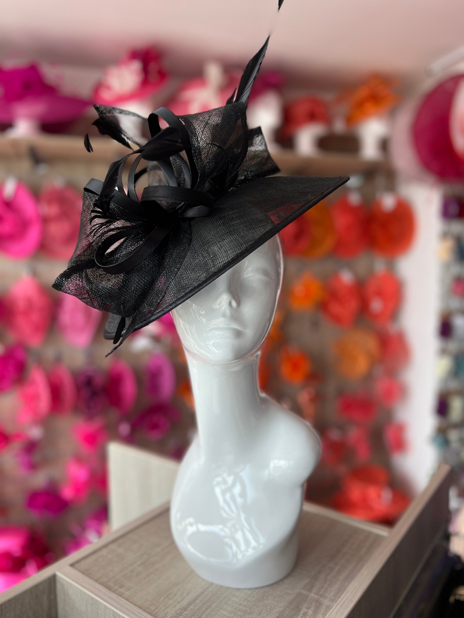 Black Saucer Hatinator With Decorative Bow-Fascinators Direct