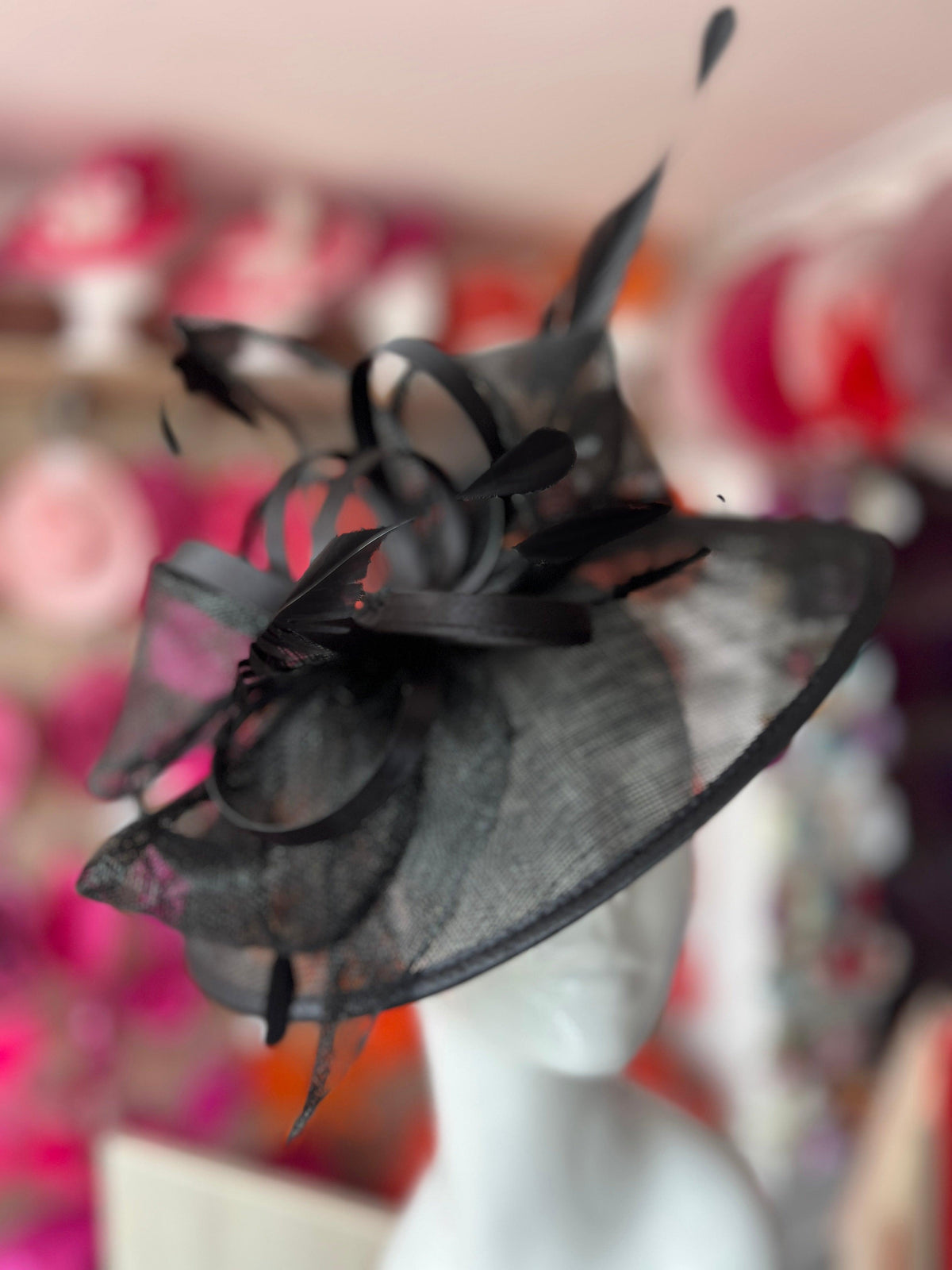 Black Saucer Hatinator With Decorative Bow-Fascinators Direct