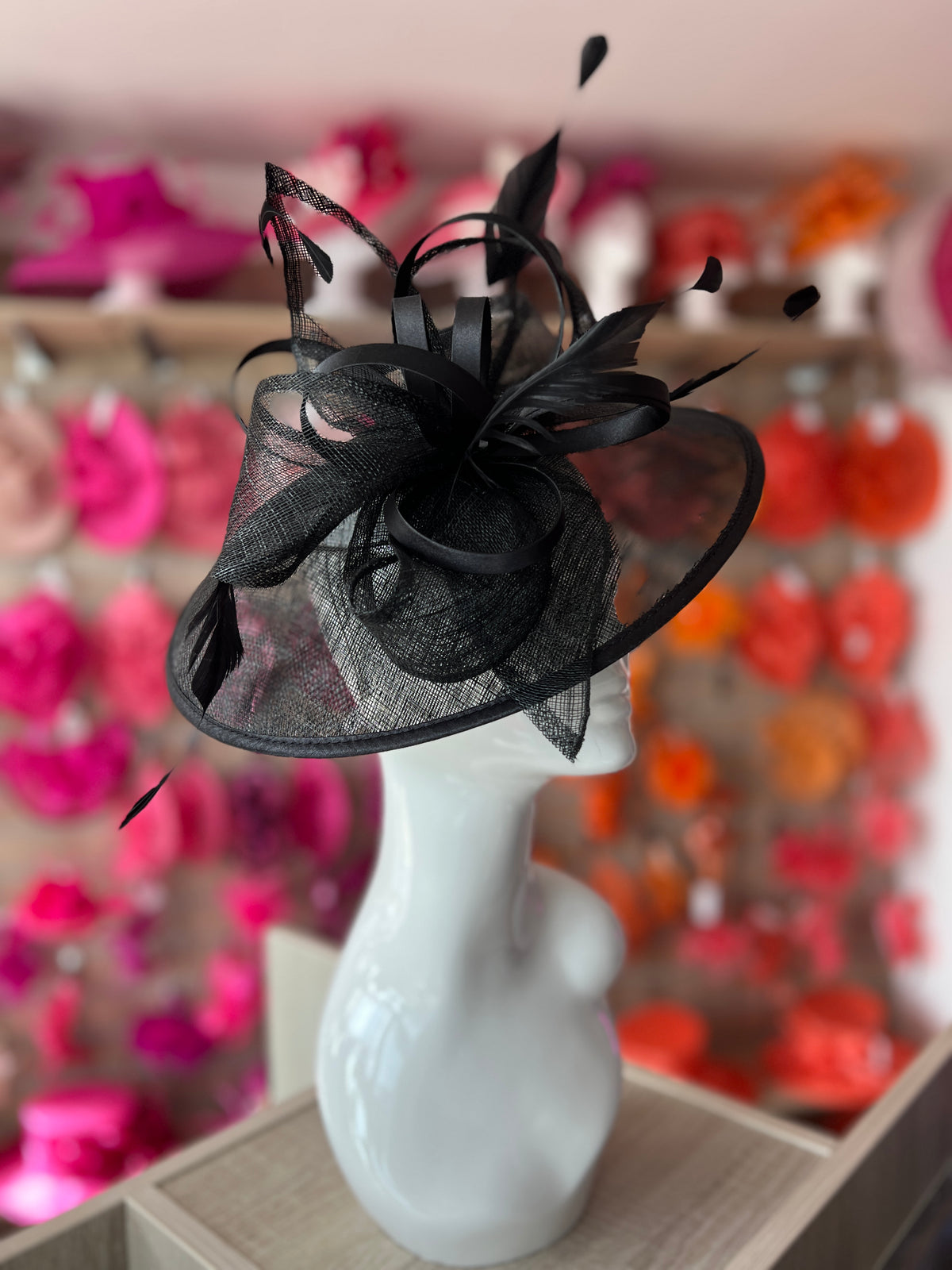 Black Saucer Hatinator With Decorative Bow-Fascinators Direct