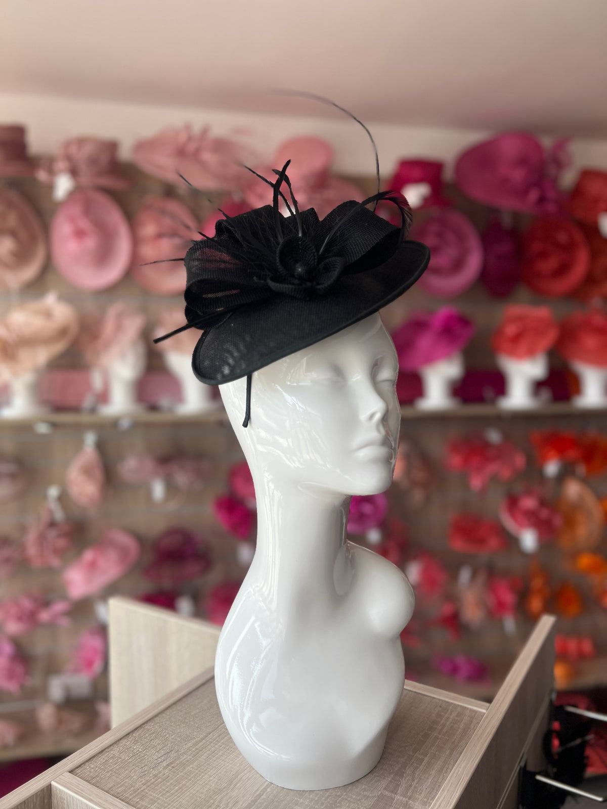 Black Saucer Style Fascinator Hat-Fascinators Direct