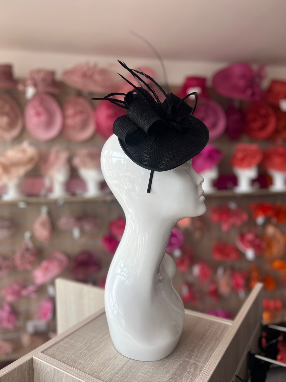 Black Saucer Style Fascinator Hat-Fascinators Direct