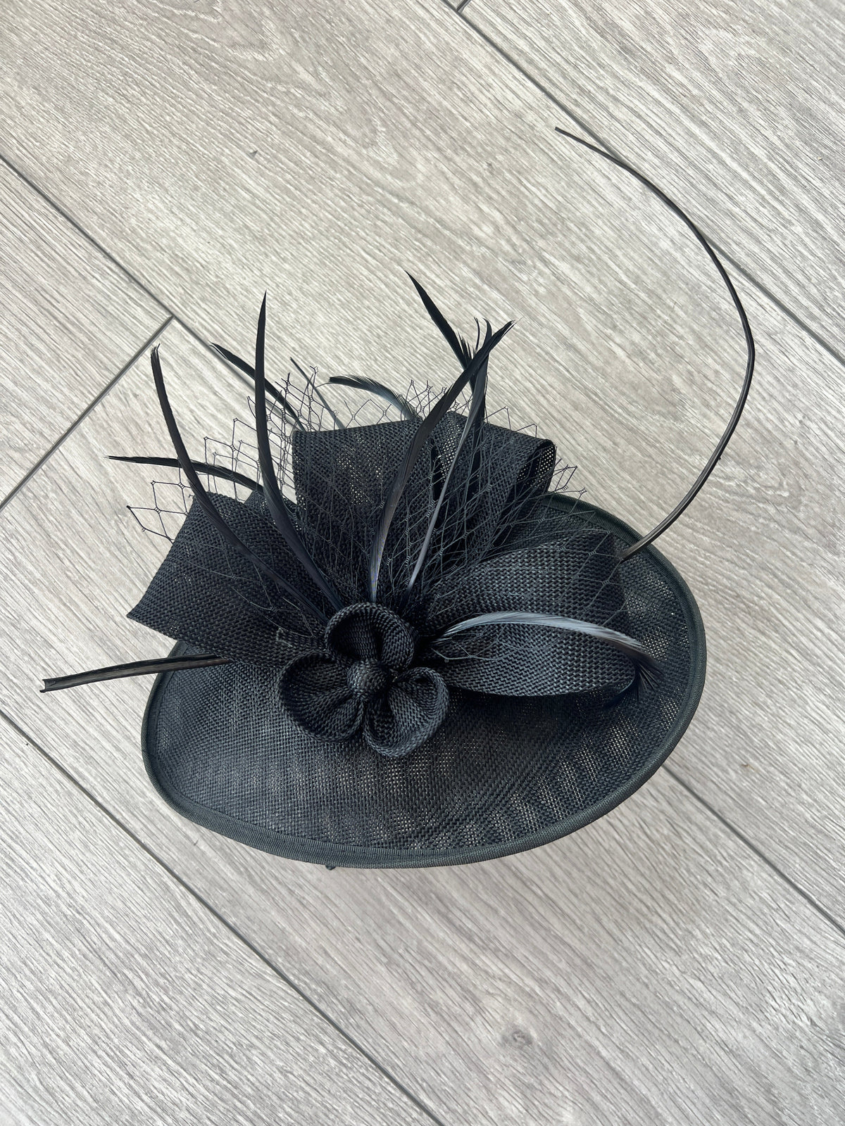 Black Saucer Style Fascinator Hat-Fascinators Direct
