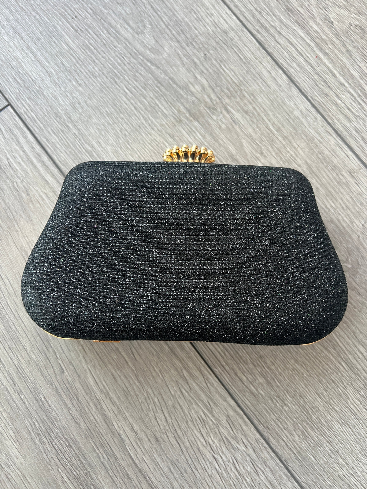Black Shimmer Box Clutch Bag-Fascinators Direct