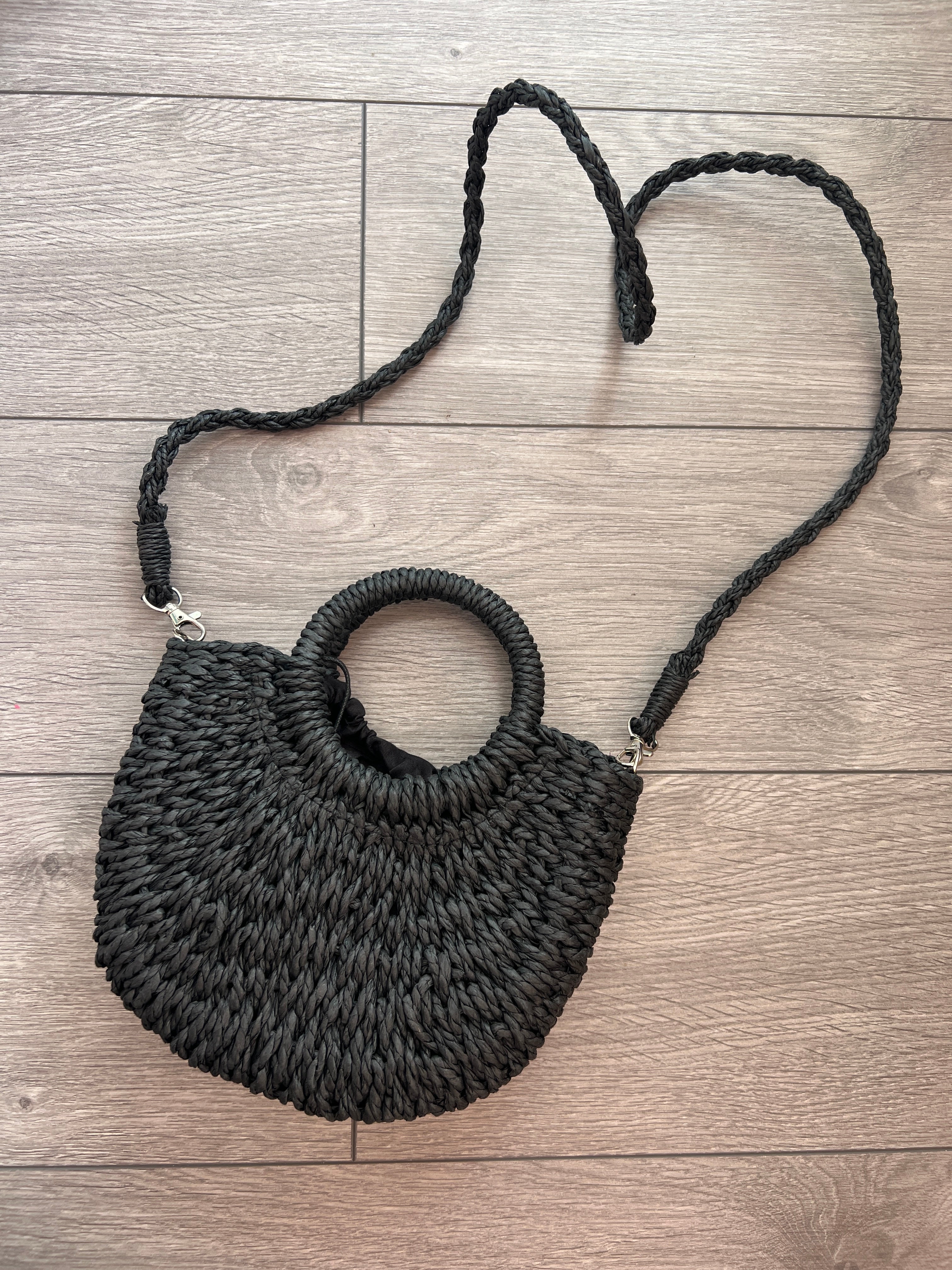 AnBlack Straw Armpit Bag – Summer Woven Shoulder Bag With Zipper, Natural Straw & PU Leather