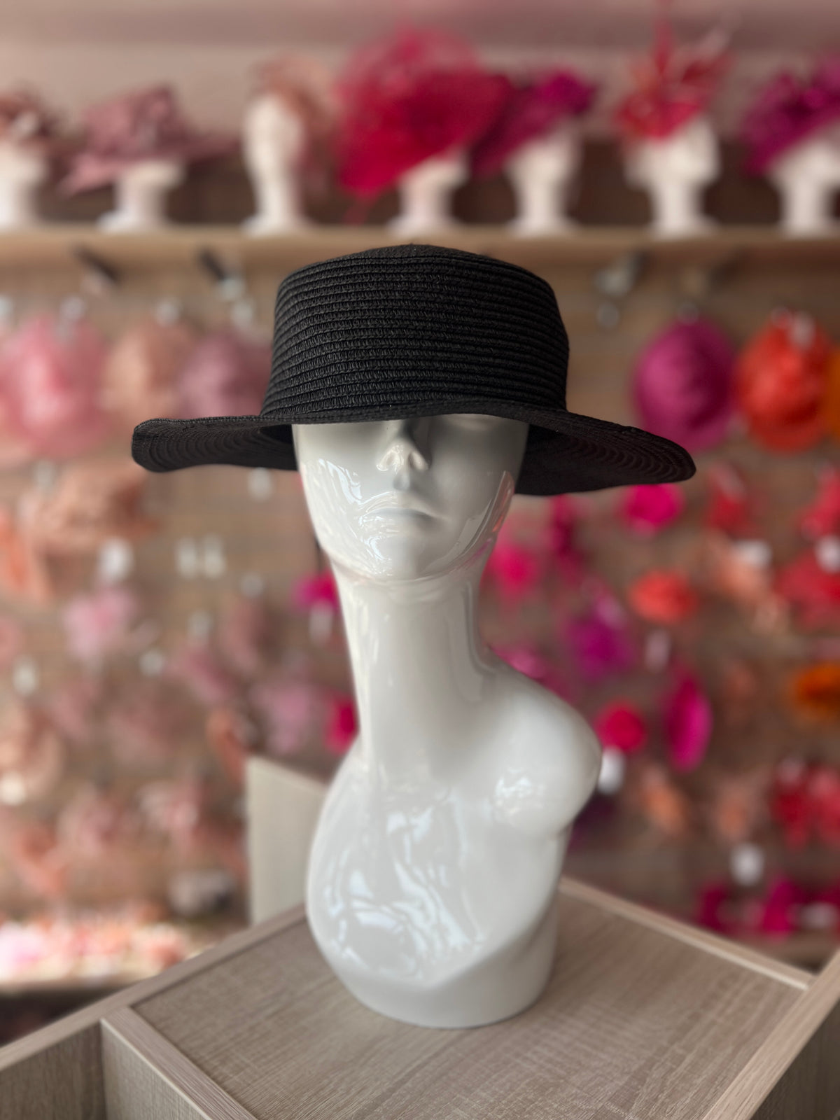 Black Straw Hat-Fascinators Direct