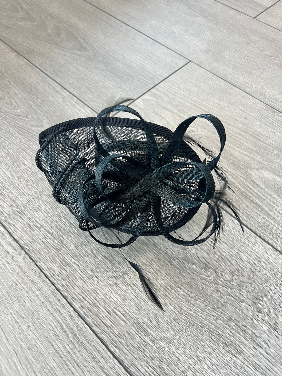 Black Teardrop Fascinator with Curled Sinamay Loops-Fascinators Direct