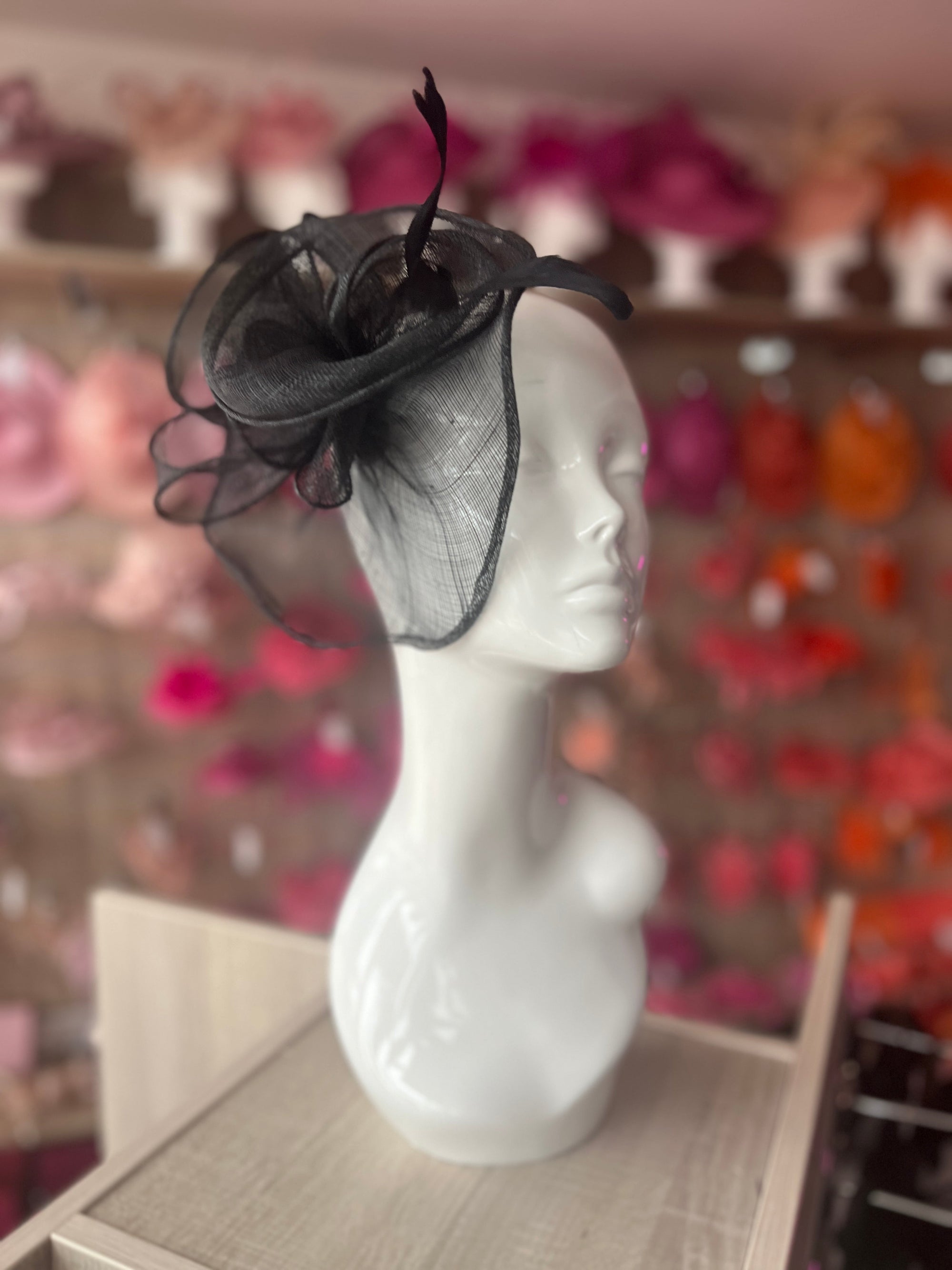 Black Trumpet Flower Fascinator-Fascinators Direct