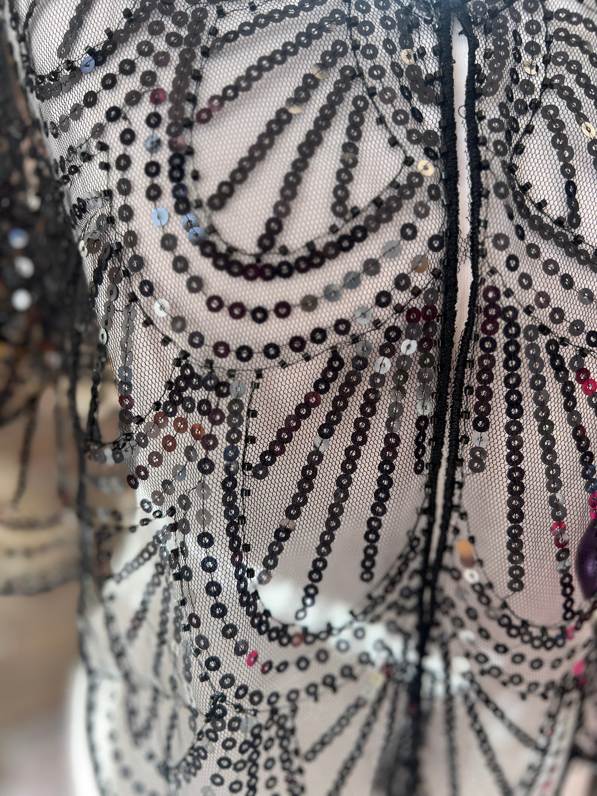 Black Vintage Sequin Capelet/ Shawl-Fascinators Direct