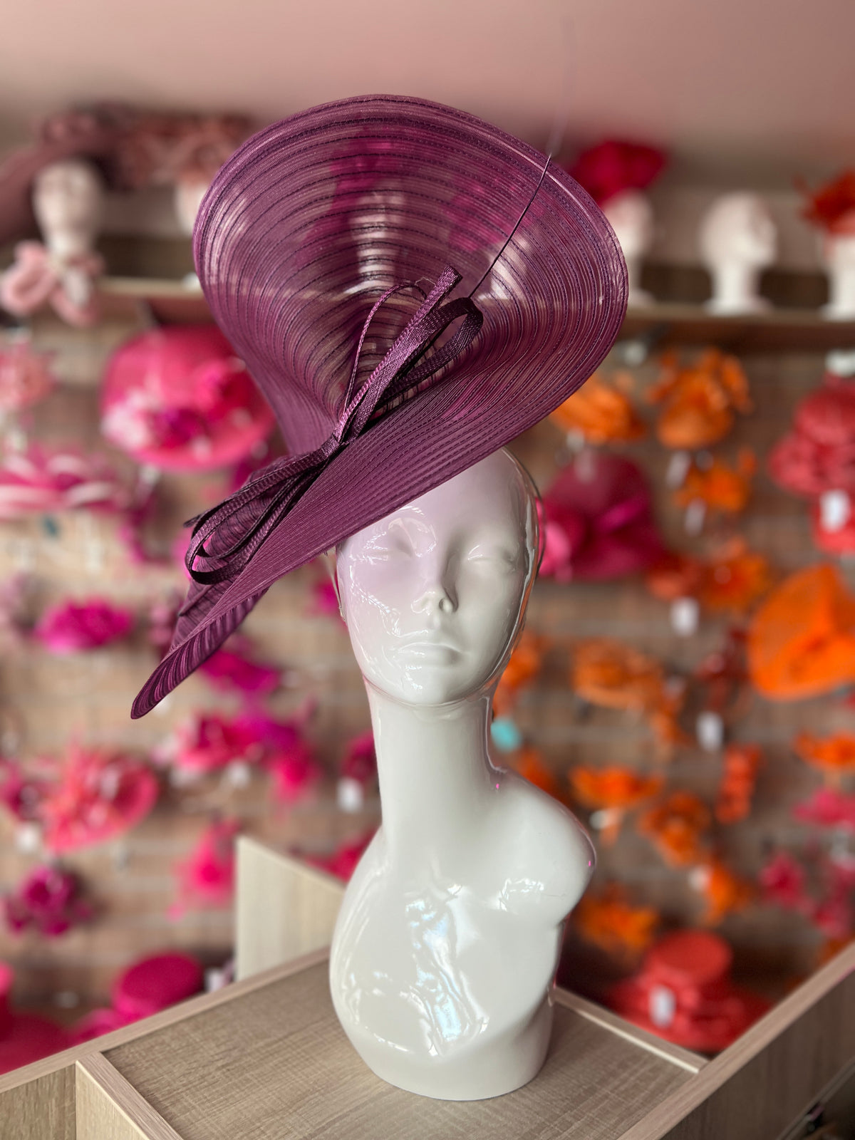 Blackcurrant Crinoline Hatinator with Bow-Fascinators Direct
