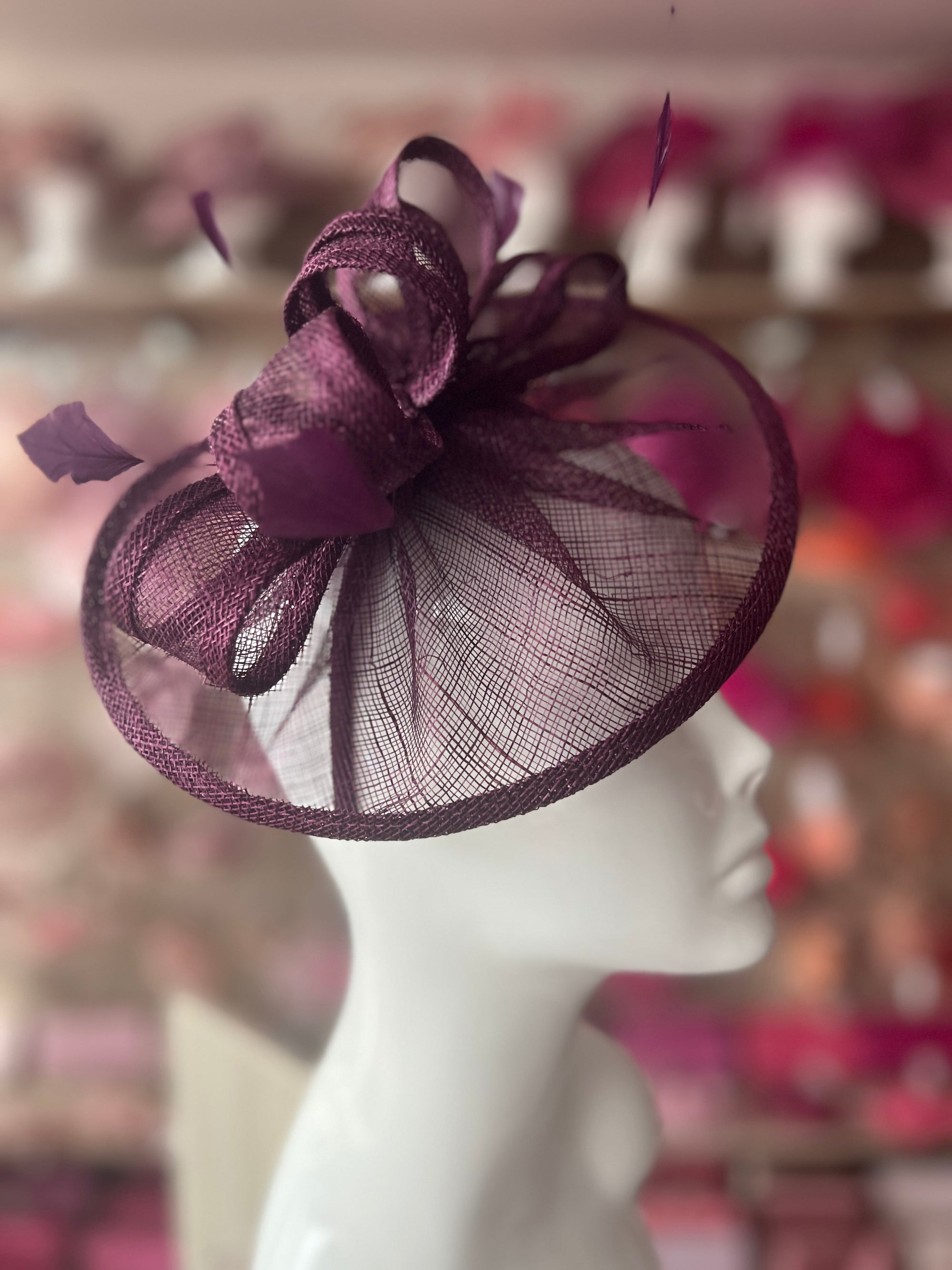 Blackcurrant Curved Disc Fascinator-Fascinators Direct