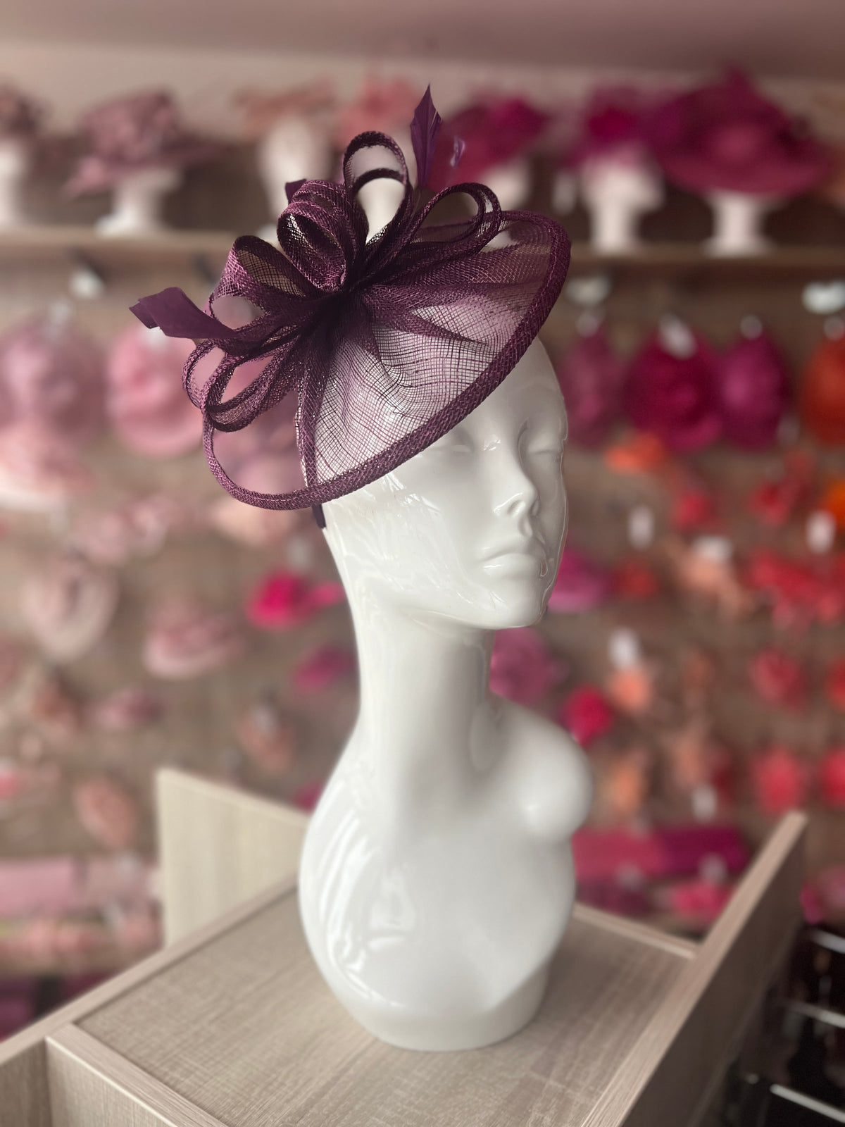 Blackcurrant Curved Disc Fascinator-Fascinators Direct