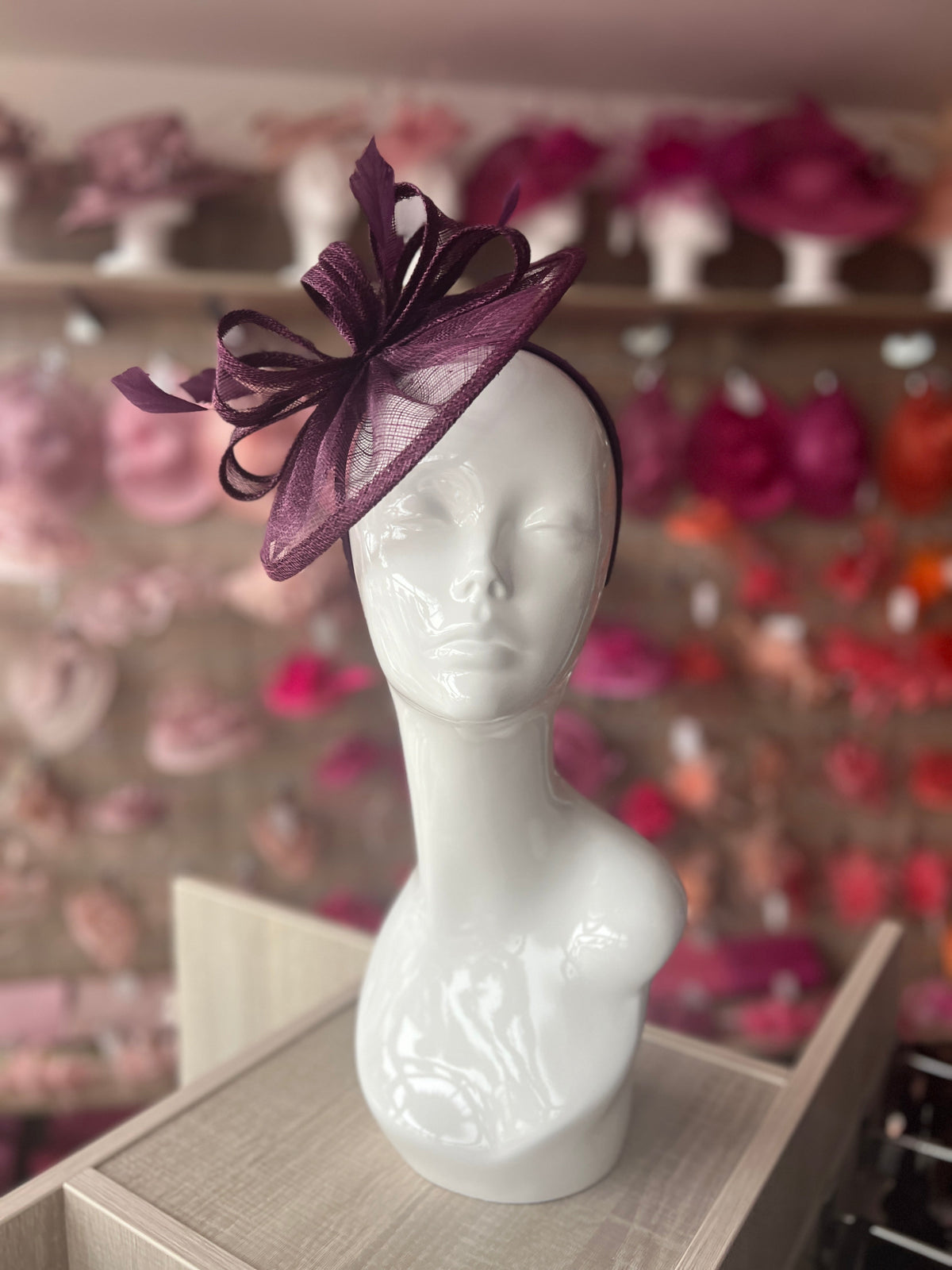Blackcurrant Curved Disc Fascinator-Fascinators Direct