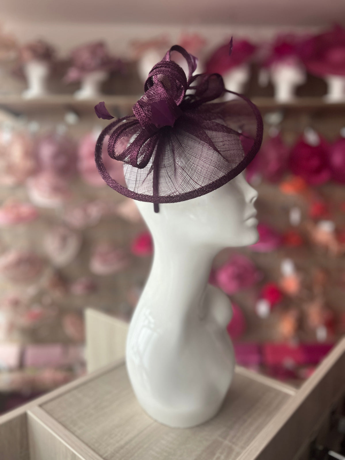 Blackcurrant Curved Disc Fascinator-Fascinators Direct