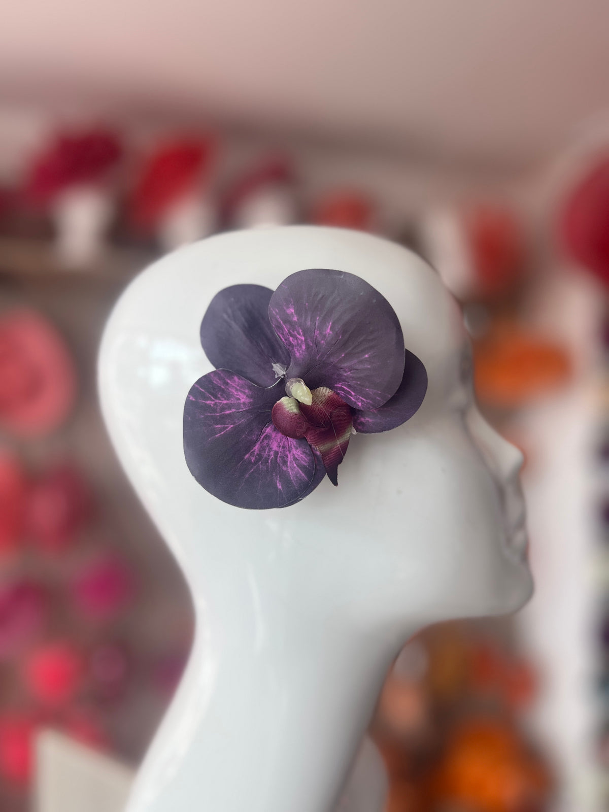 Blackcurrant Orchid Hair Clip-Fascinators Direct