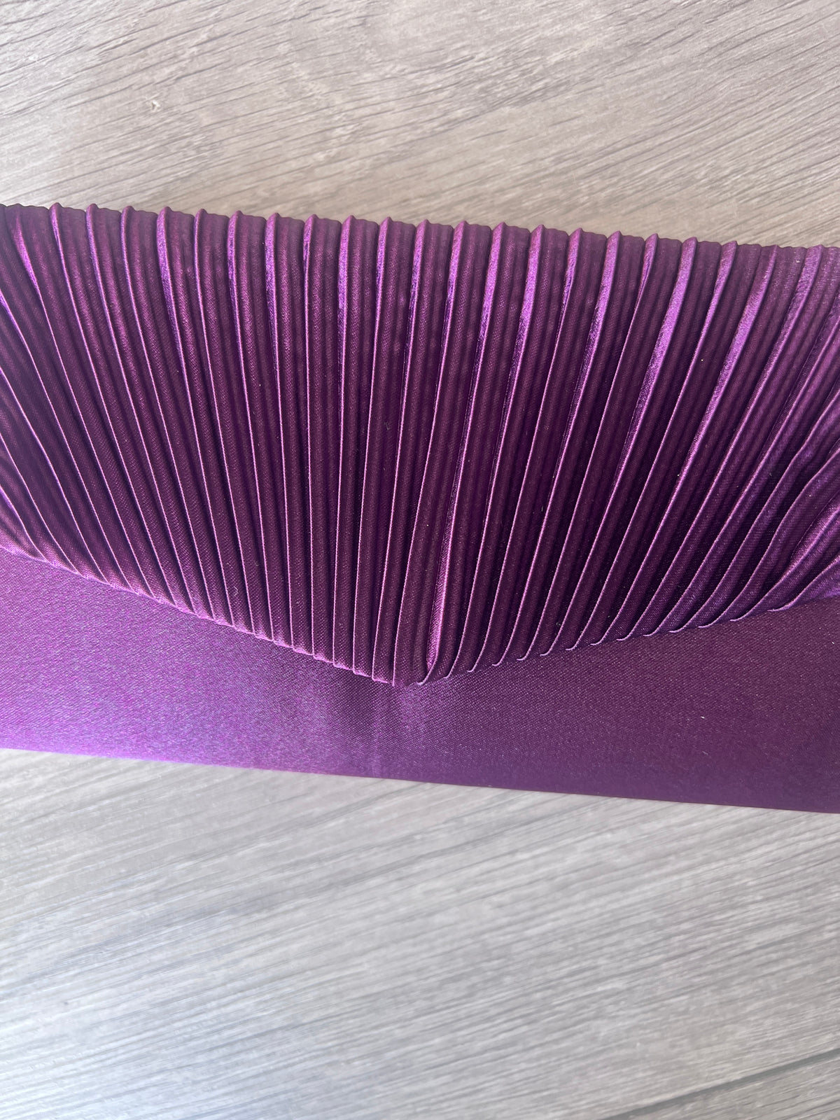 Blackcurrant Satin Pleated Envelope Clutch Bag-Fascinators Direct