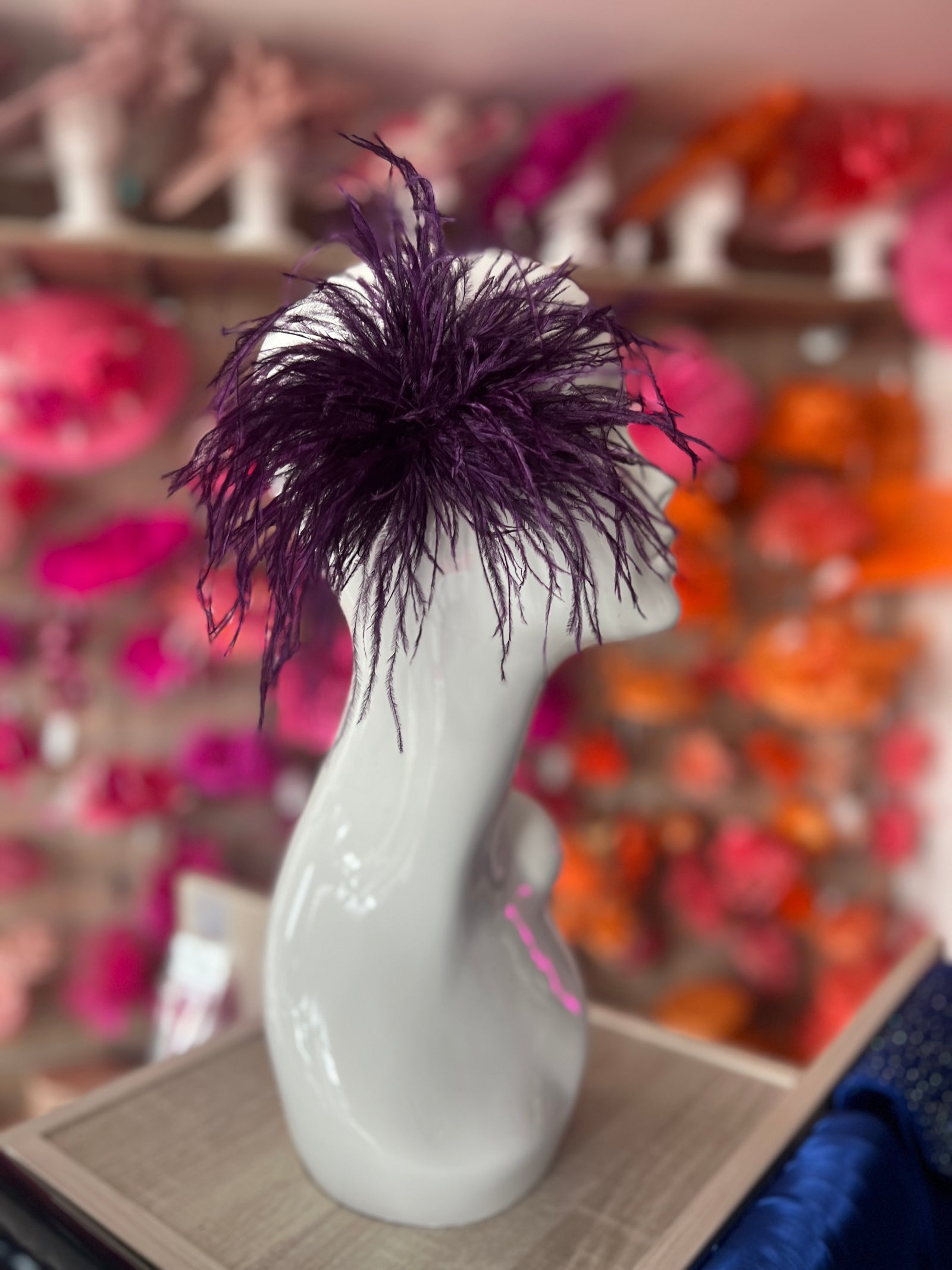 Blackcurrant Wispy Feather Fascinator Hair Clip-Fascinators Direct