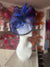 Blue & Black Large Fascinator with Ruched Sinamay & Feathers-Fascinators Direct