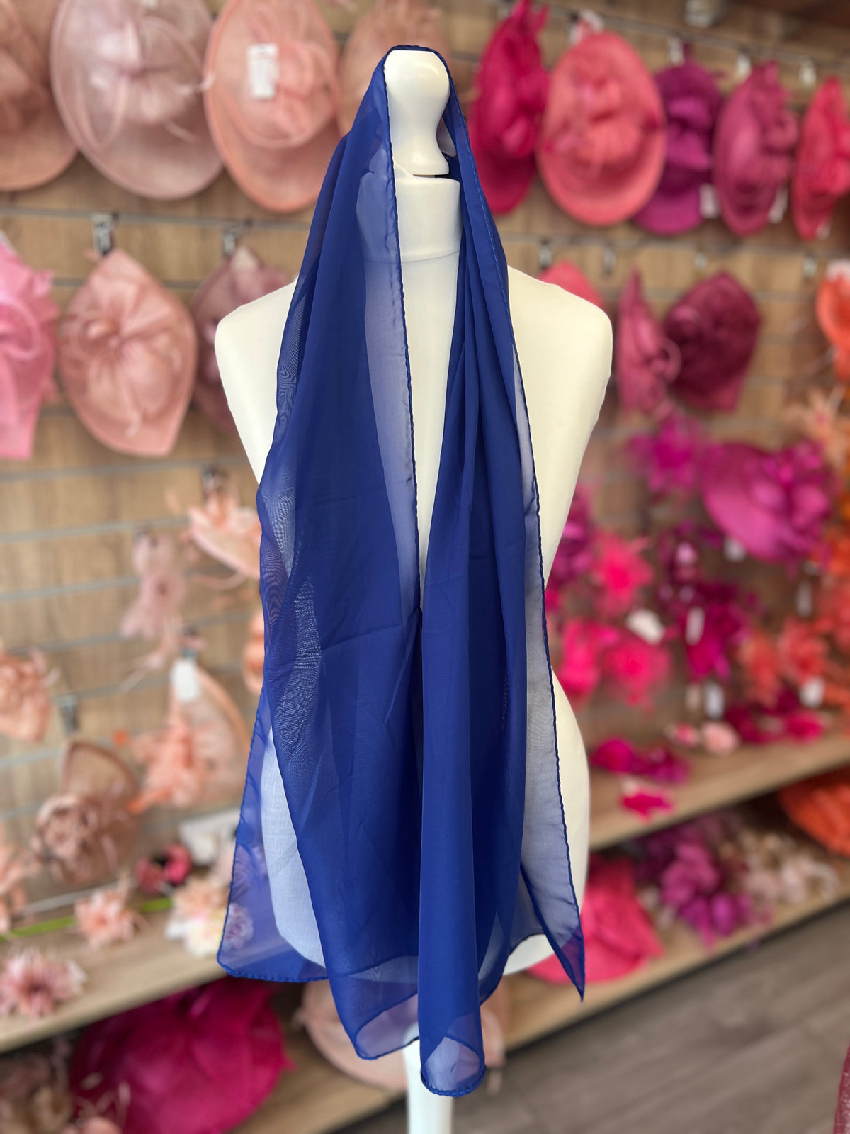 Blue Chiffon Scarf-Fascinators Direct