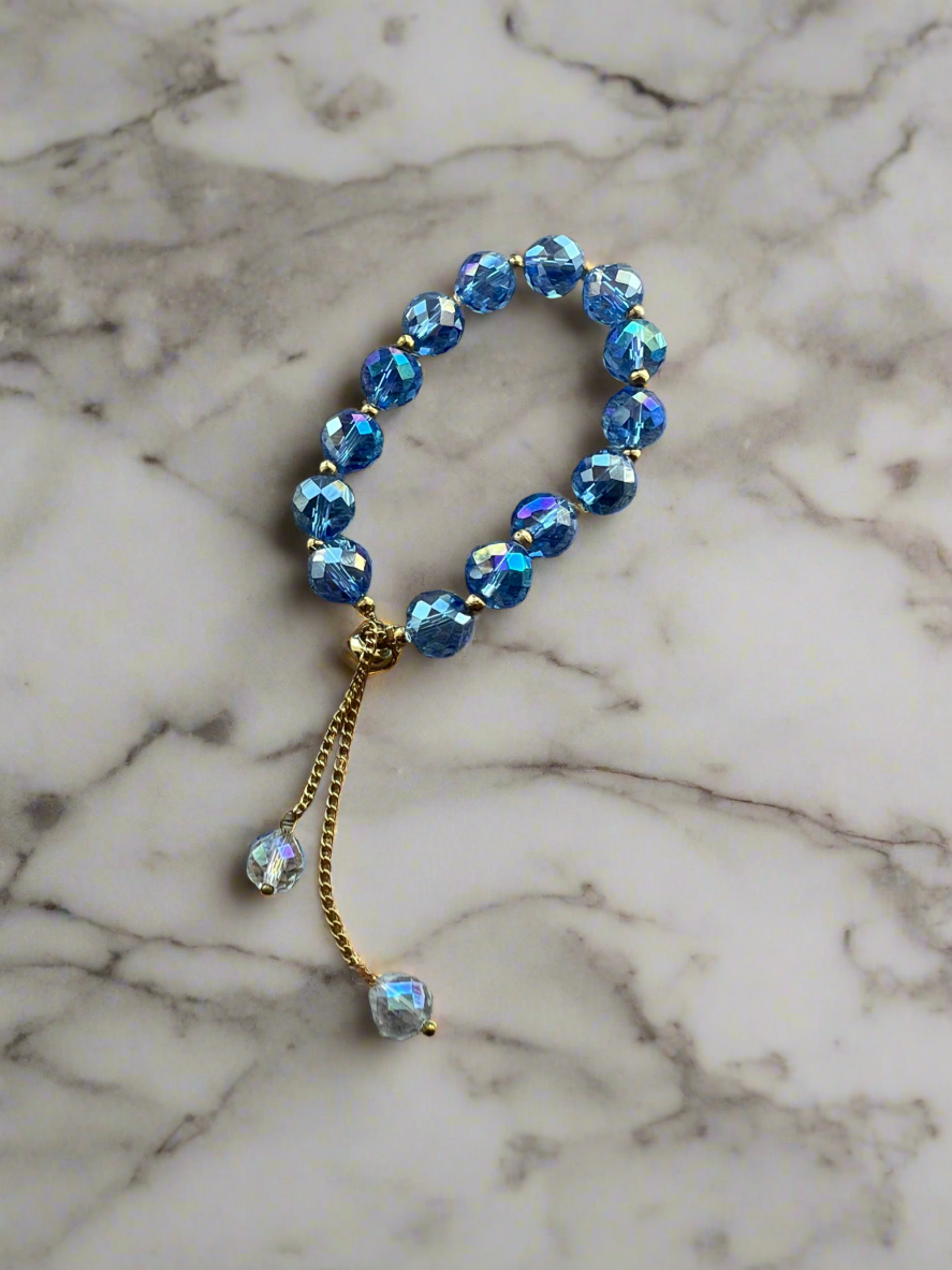 Blue Crystal Bead Bracelet-Fascinators Direct