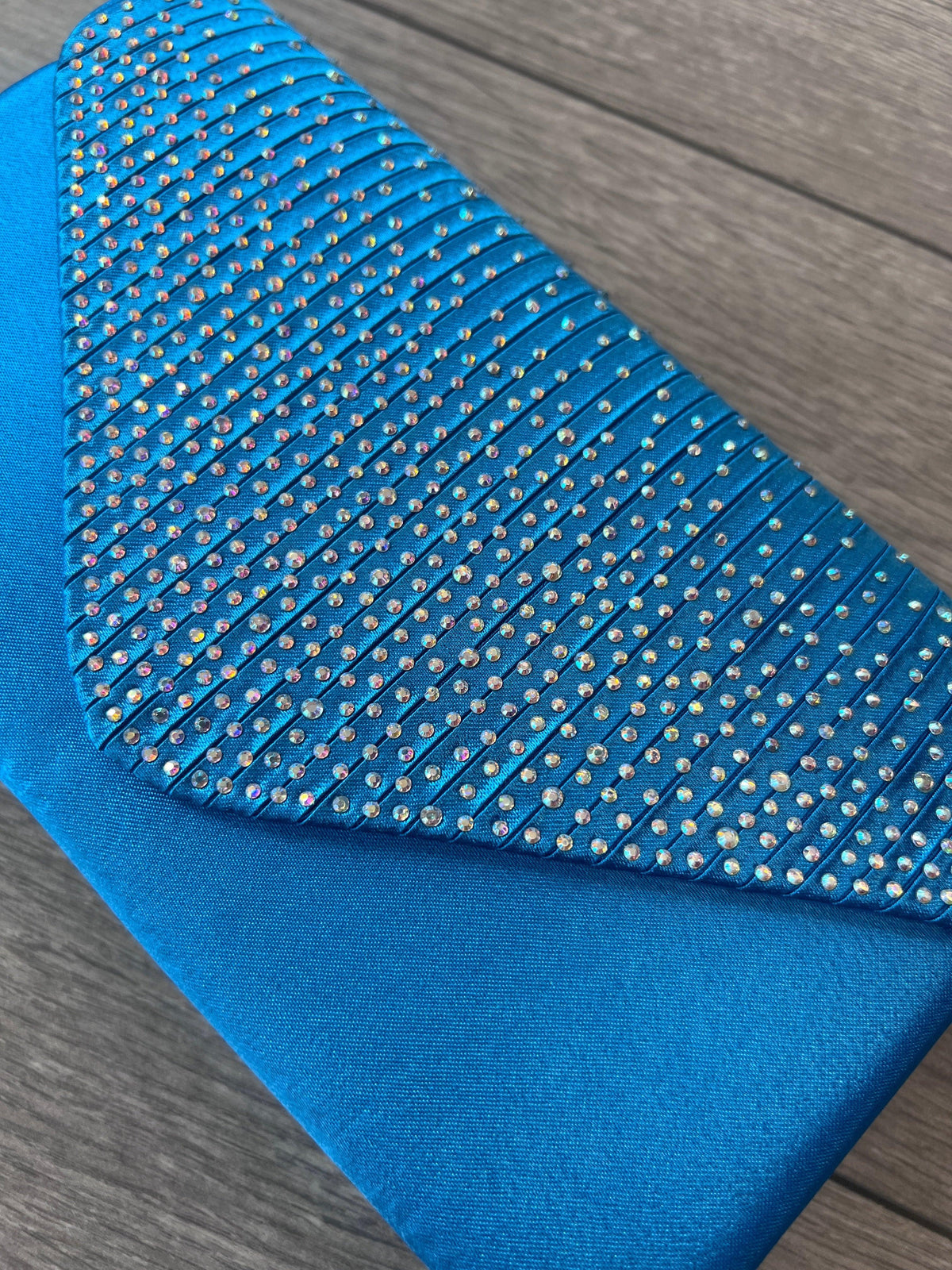 Blue Envelope Clutch Bag With Rhinestones-Fascinators Direct