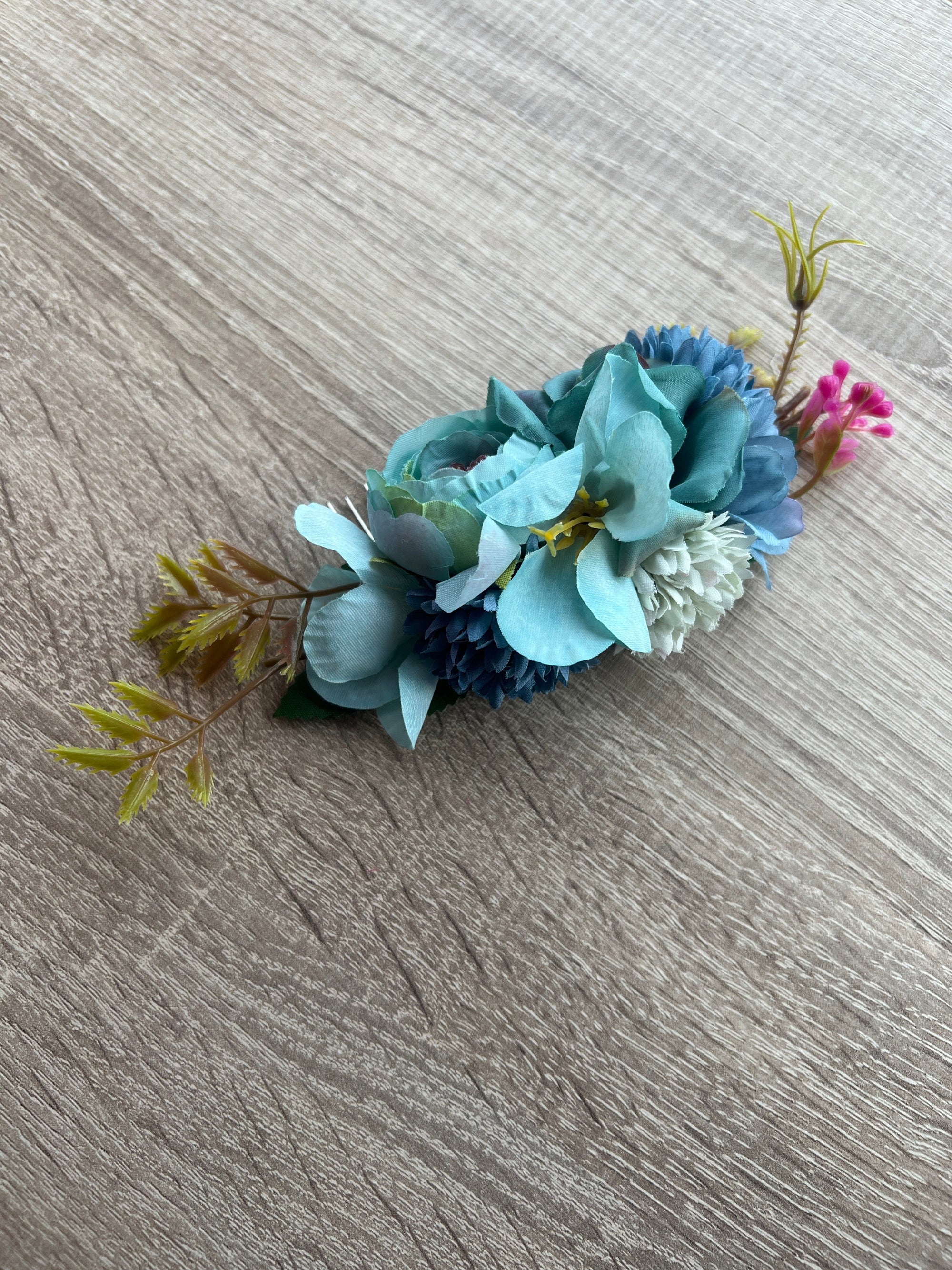 Blue Floral Hair Comb Fascinator-Fascinators Direct