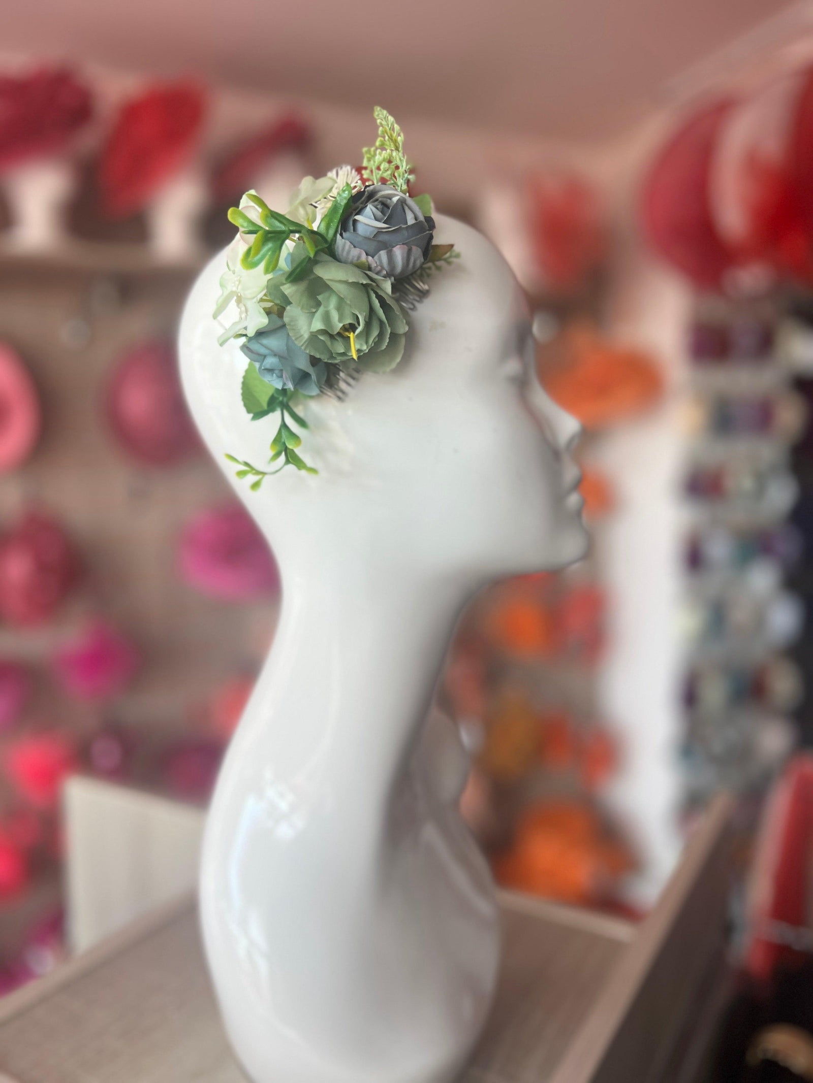 Blue Floral Hair Comb Fascinator-Fascinators Direct