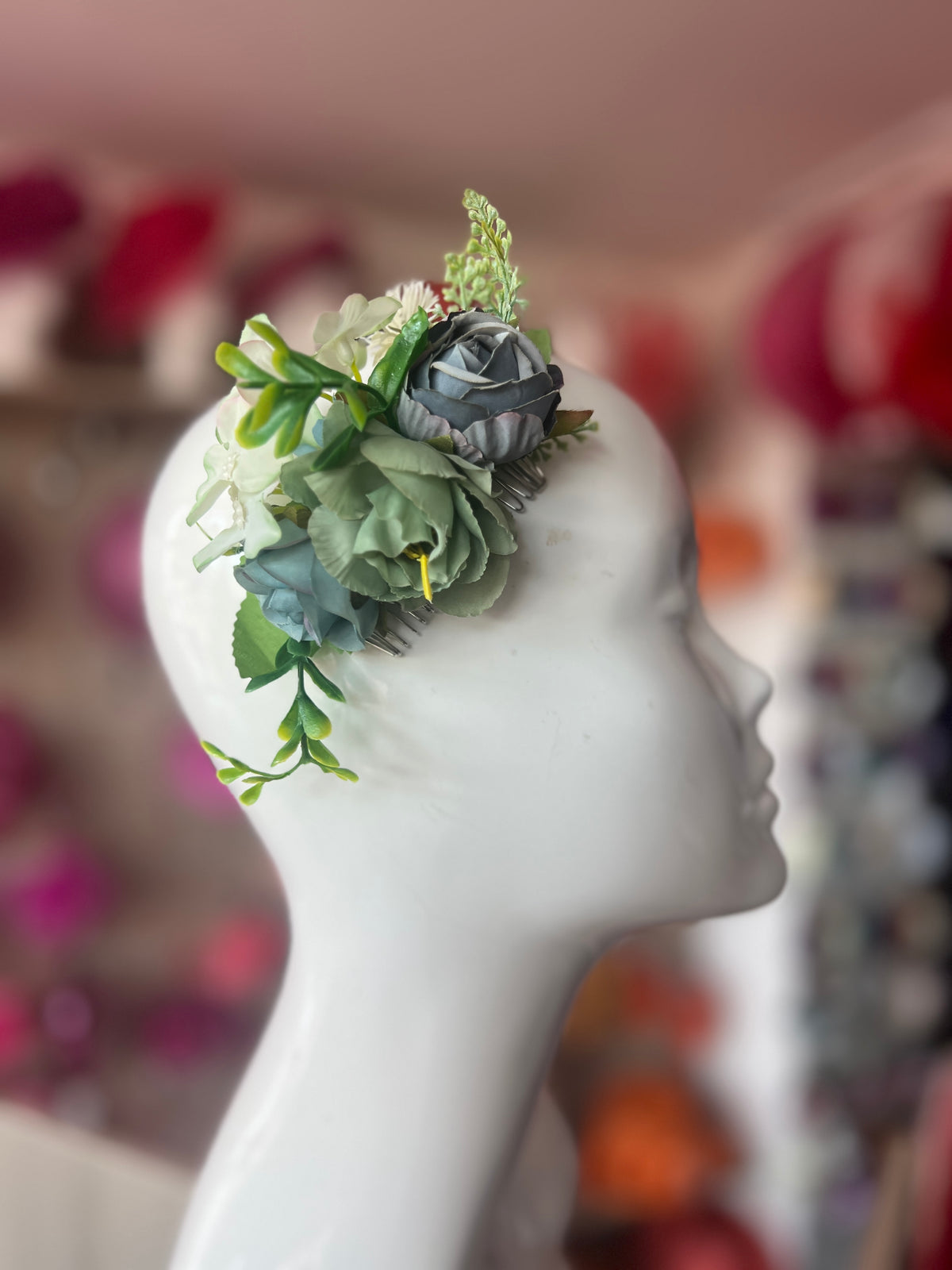 Blue Floral Hair Comb Fascinator-Fascinators Direct