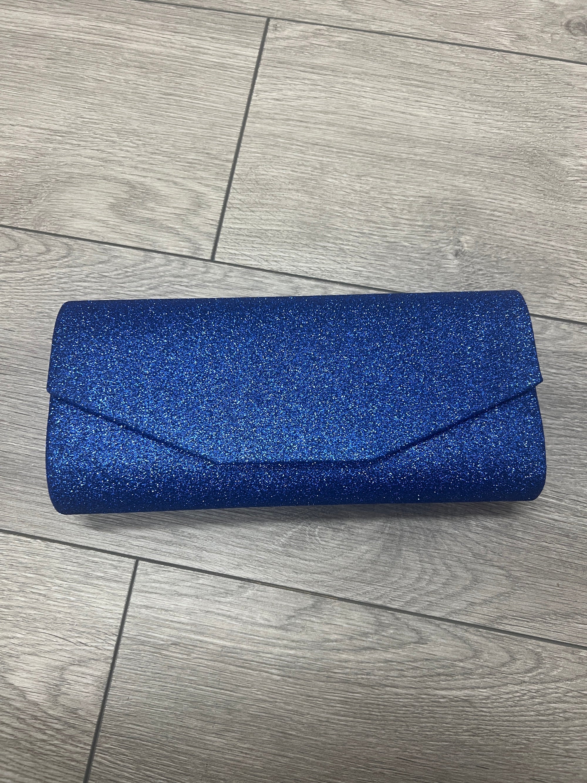 Blue Glitter Clutch Bag-Fascinators Direct