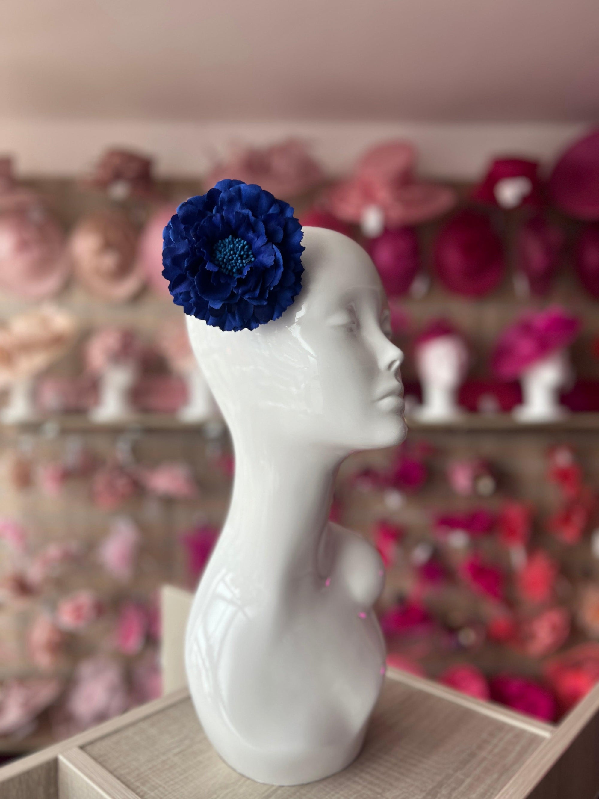 Blue Hair Flower Fascinator Clip-Fascinators Direct