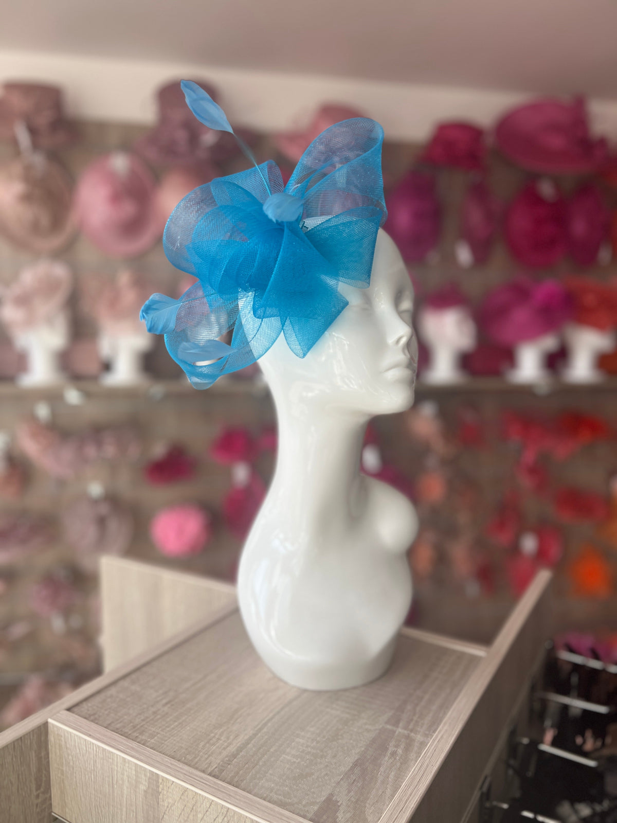Blue Large Loop Fascinator With Feathers-Fascinators Direct