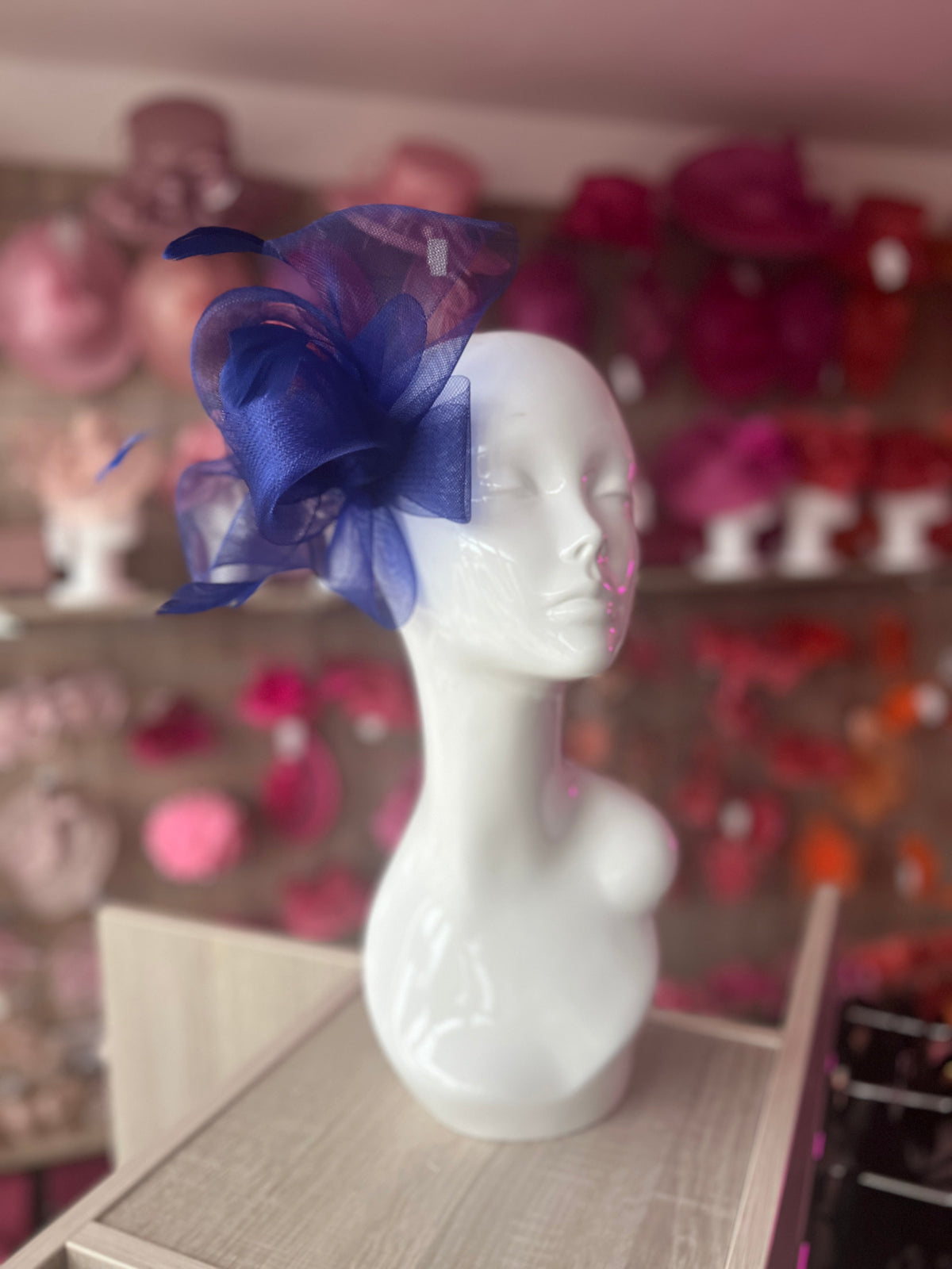 Blue Large Loop Fascinator With Feathers-Fascinators Direct