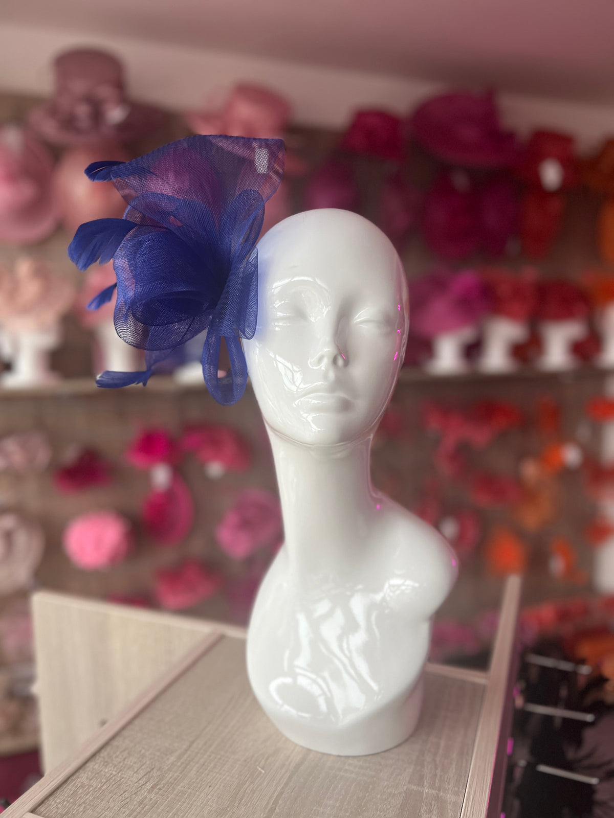 Blue Large Loop Fascinator With Feathers-Fascinators Direct
