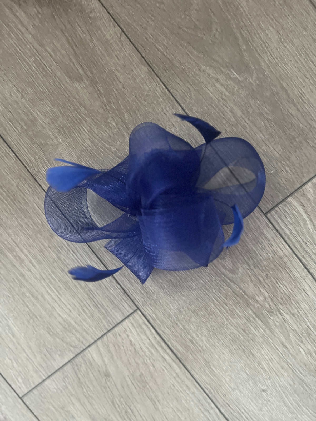 Blue Large Loop Fascinator With Feathers-Fascinators Direct