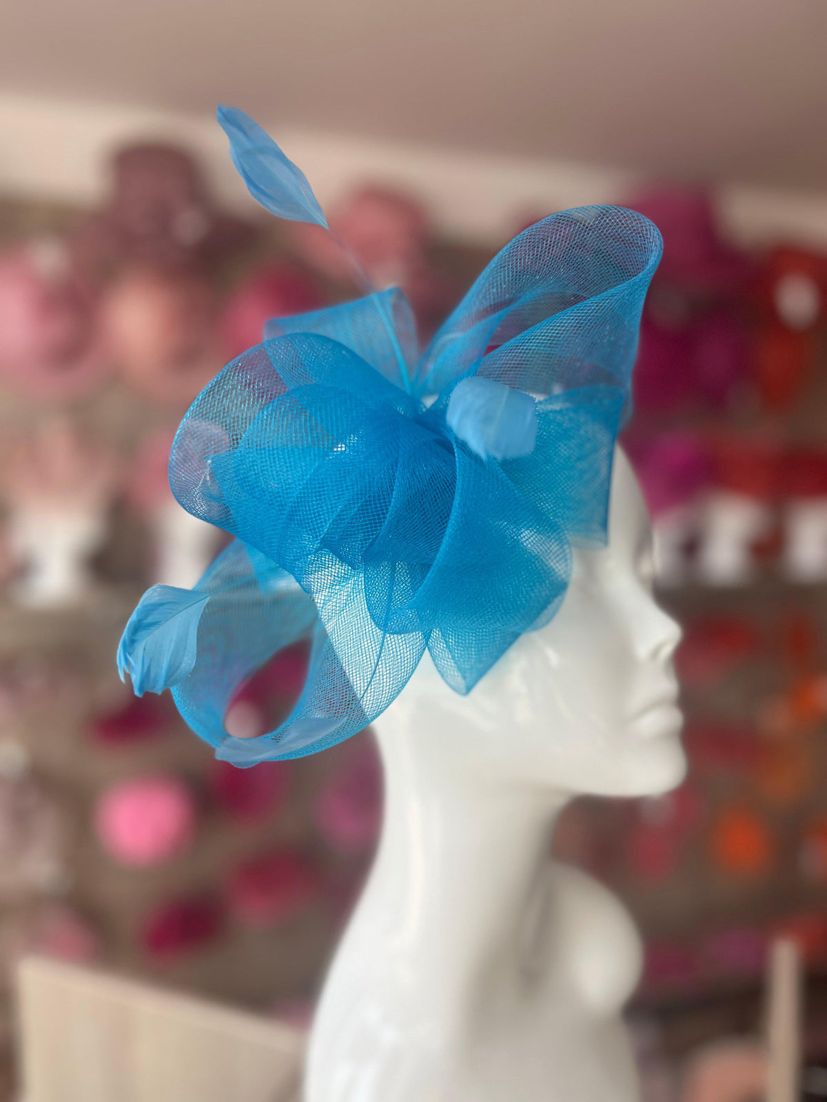 Blue Large Loop Fascinator With Feathers-Fascinators Direct