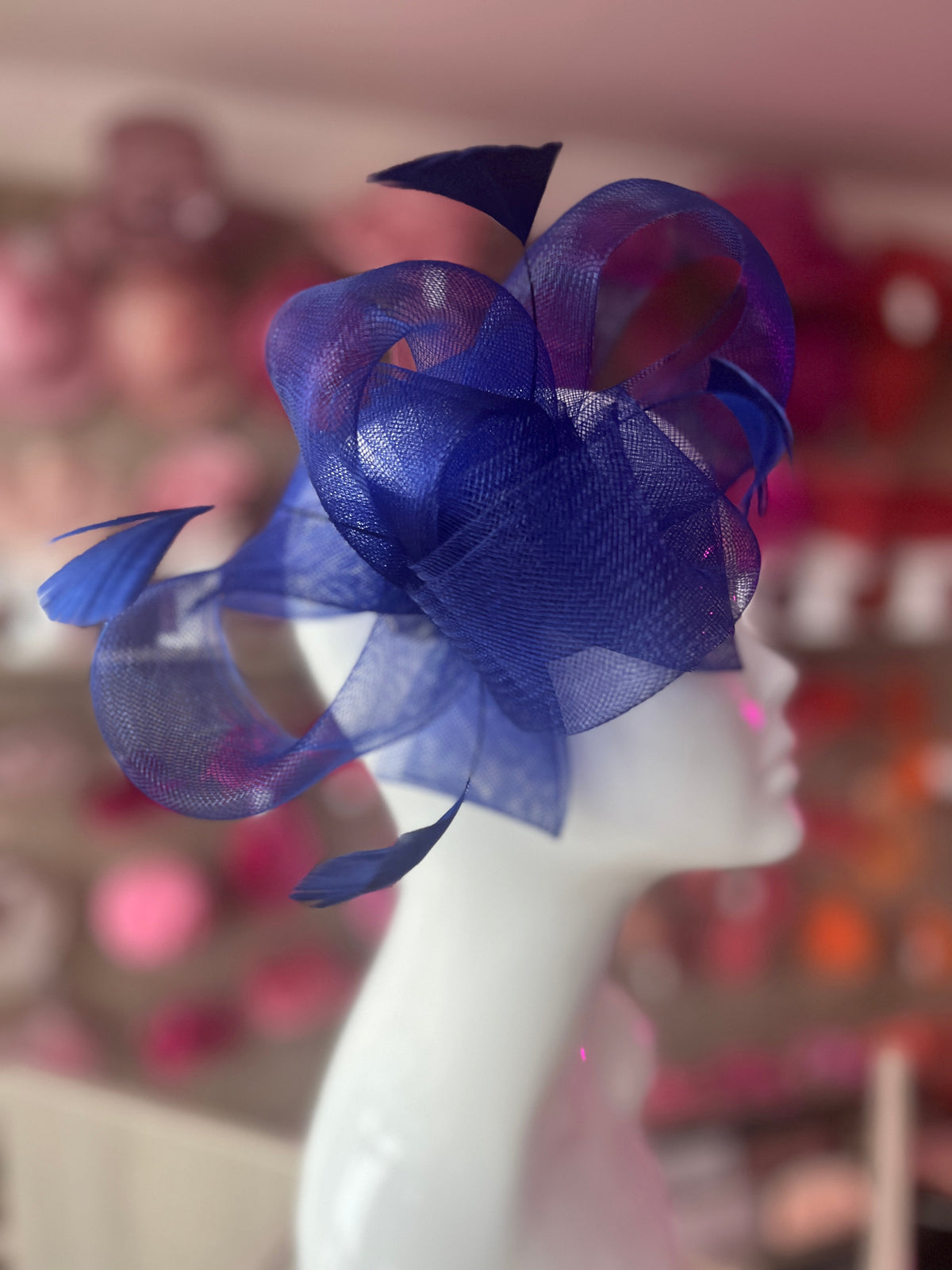 Blue Large Loop Fascinator With Feathers-Fascinators Direct