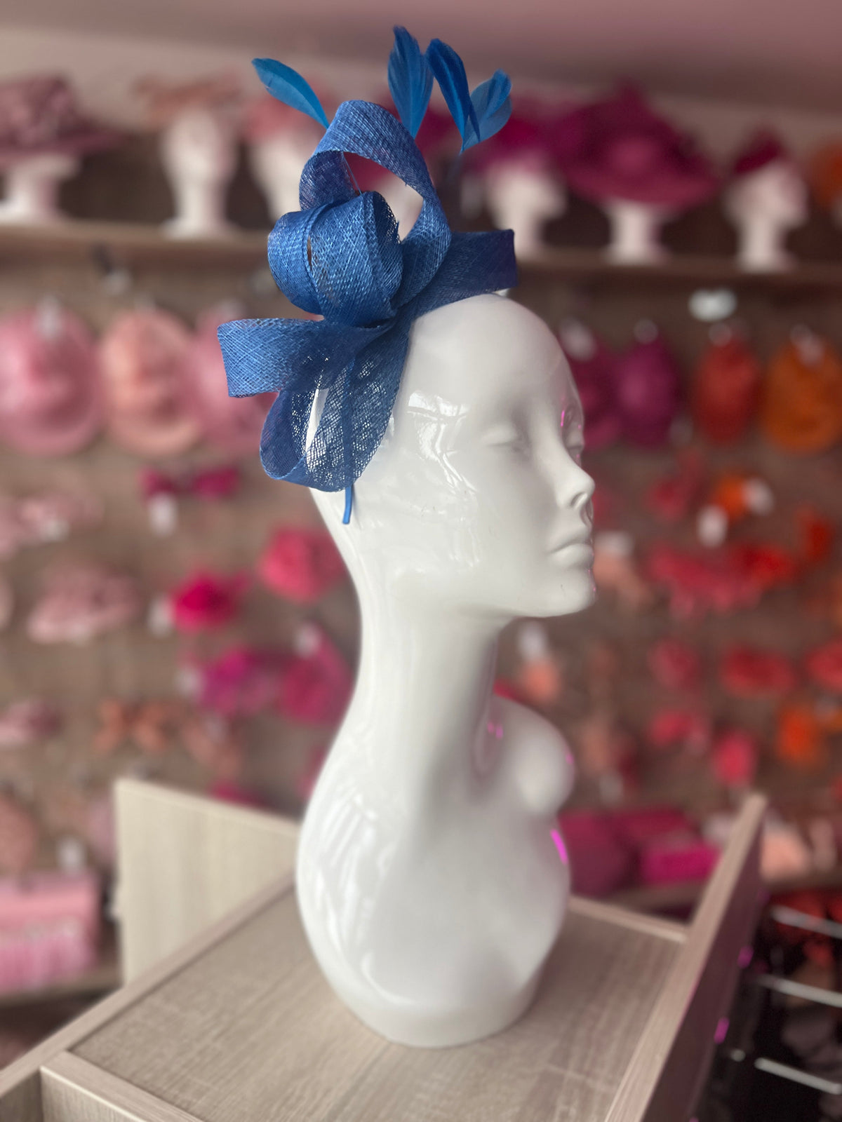 Blue Large Loop Feather Headband Fascinator-Fascinators Direct