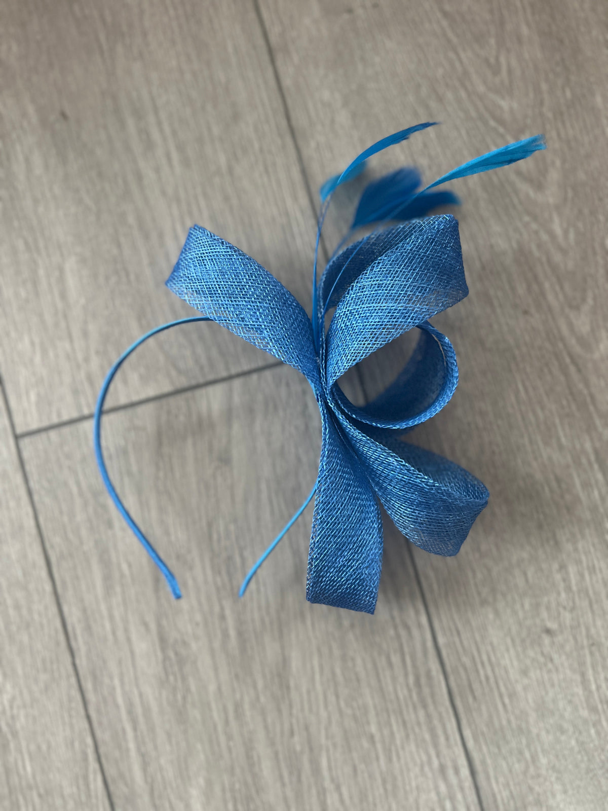 Blue Large Loop Feather Headband Fascinator-Fascinators Direct