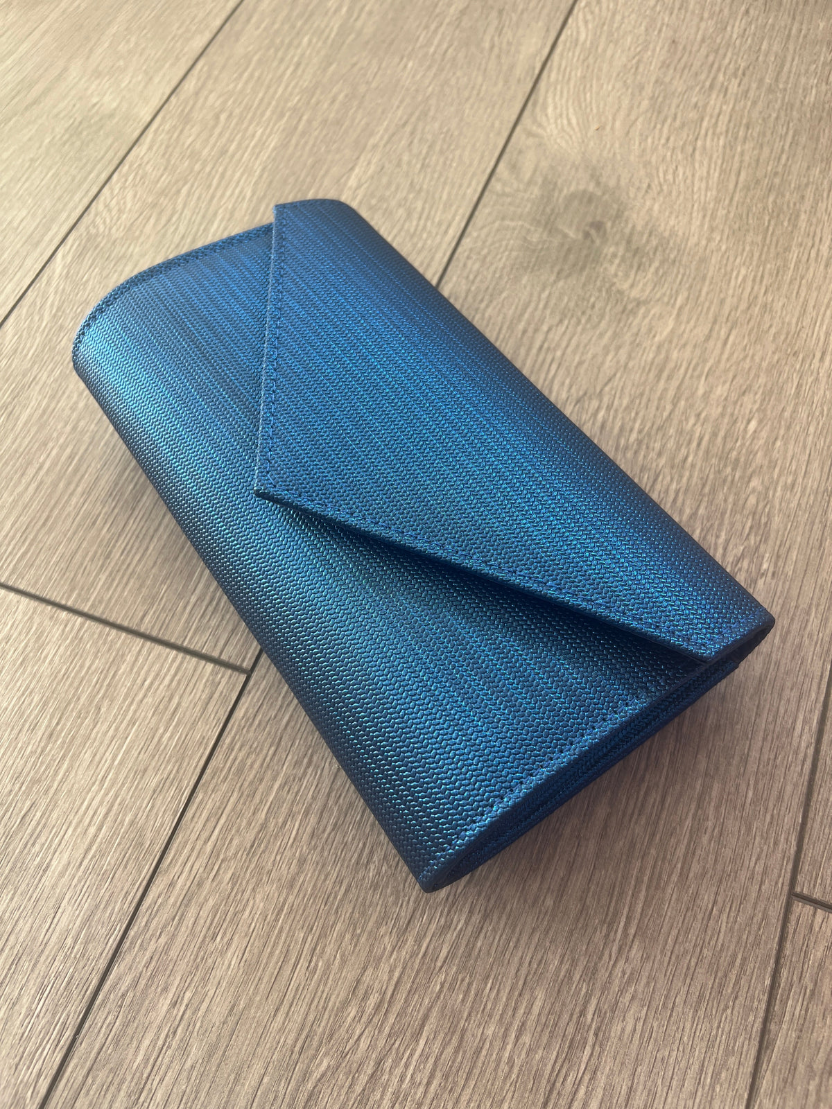 Blue Metallic Envelope Clutch Bag-Fascinators Direct
