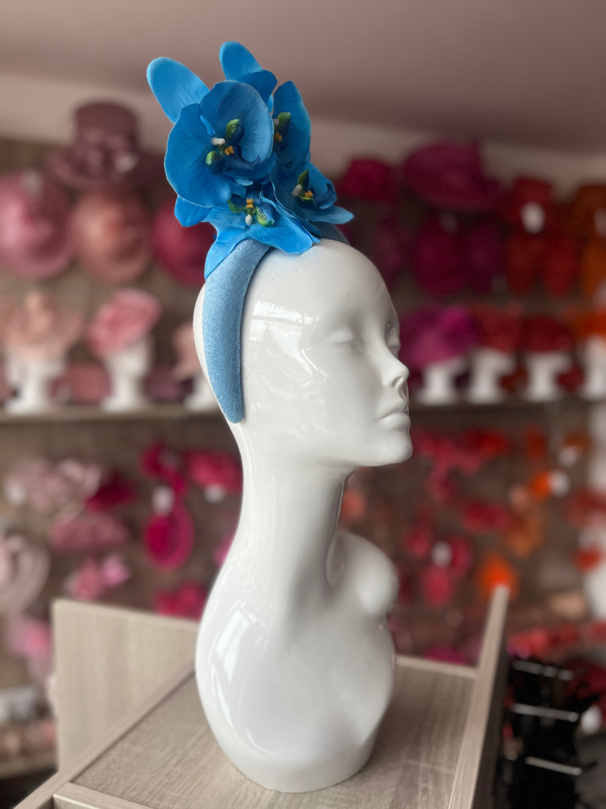 Blue Orchid Flower Chunky Headband Fascinator-Fascinators Direct