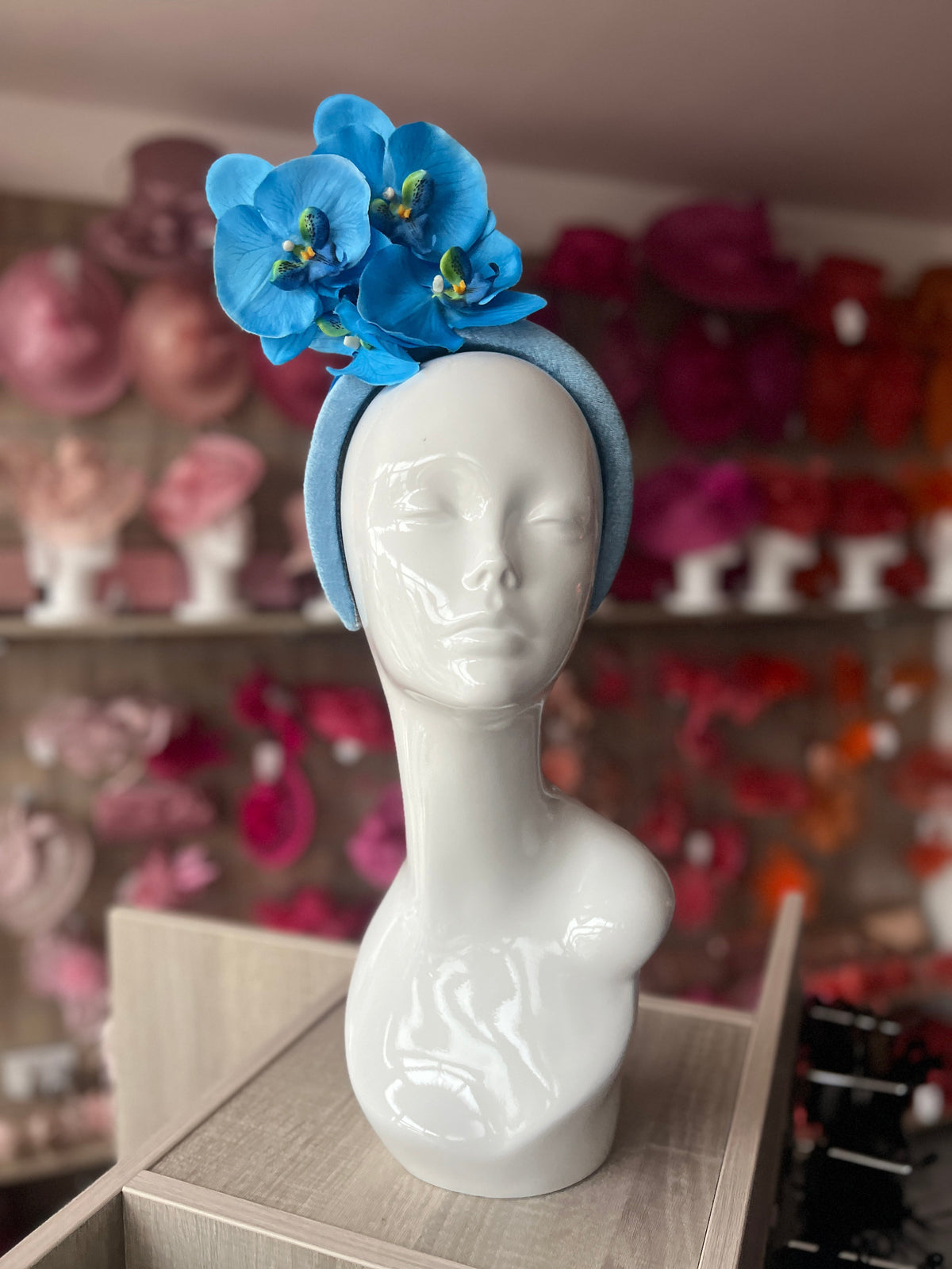 Blue Orchid Flower Chunky Headband Fascinator-Fascinators Direct