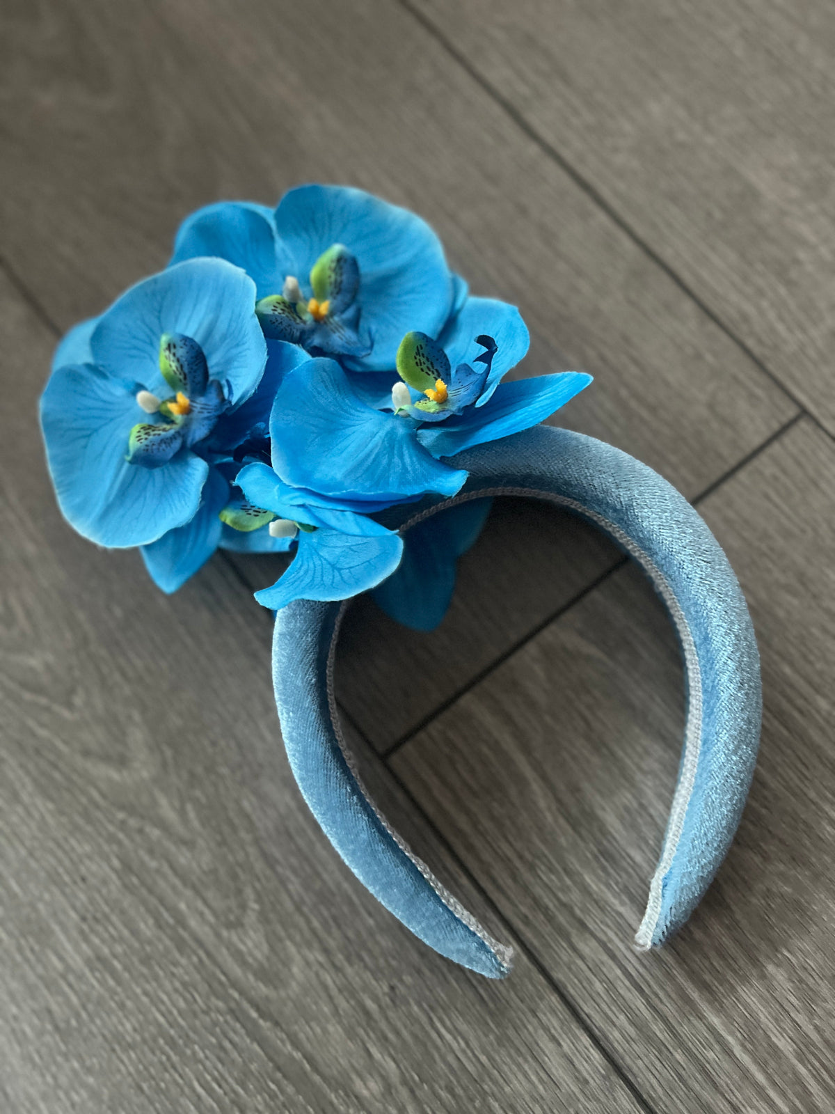Blue Orchid Flower Chunky Headband Fascinator-Fascinators Direct